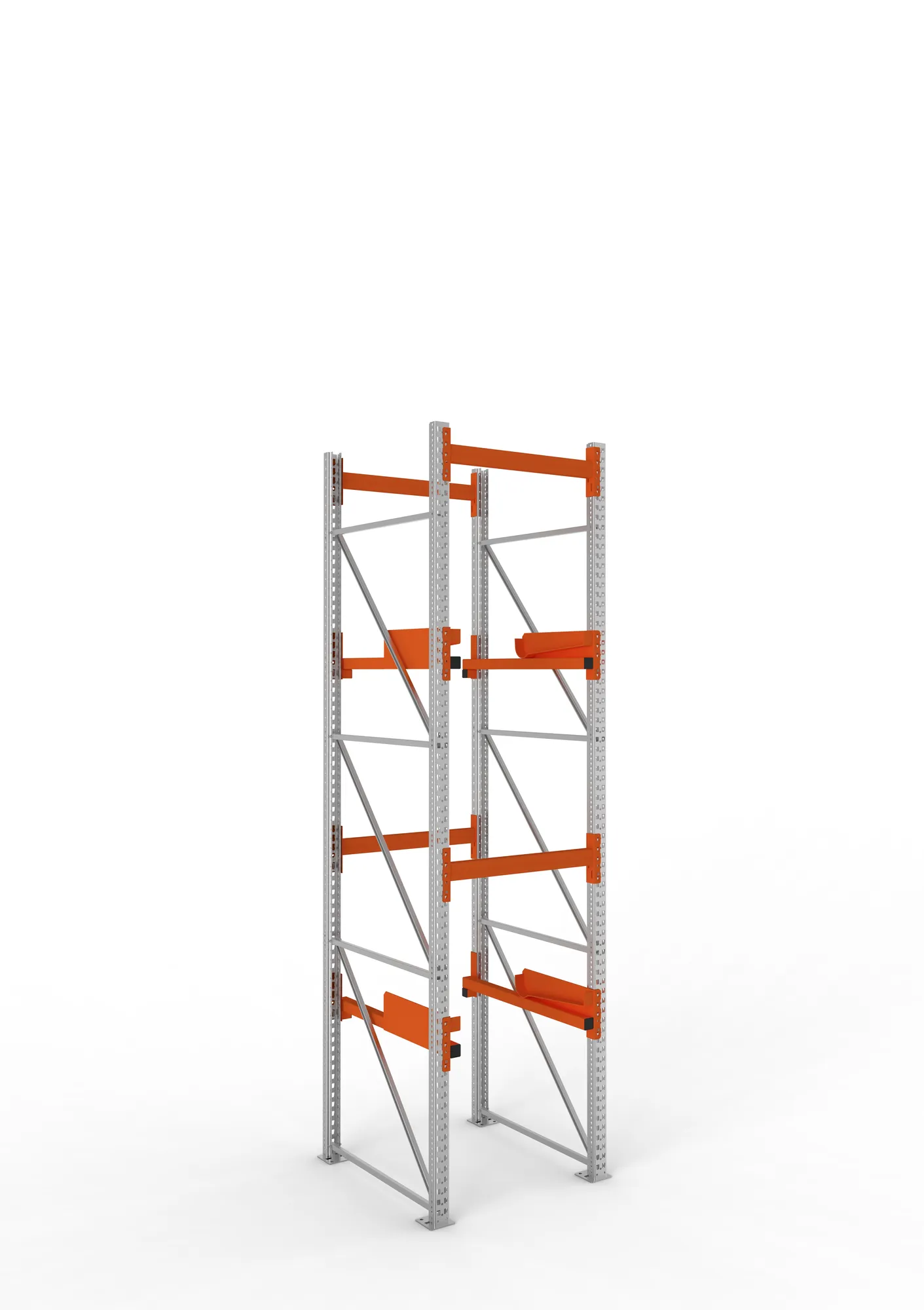 META MULTIPAL, Kabeltrommelregal, Grundregal, 3800 x 900 x 1100 mm, Feldlast 4000 kg, 2 Ebenen, Typ 2, verzinkt – Ansicht in Blickhöhe
