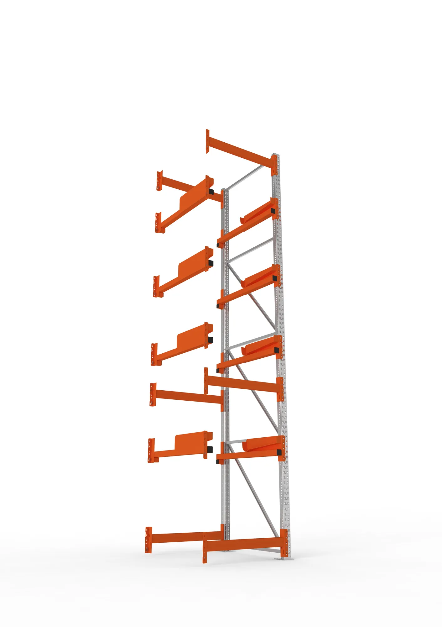 META MULTIPAL, Kabeltrommelregal, Anbauregal, 4400 x 900 x 1100 mm, Feldlast 5500 kg, 4 Ebenen, Typ 2, RAL 5010 – Ansicht von unten