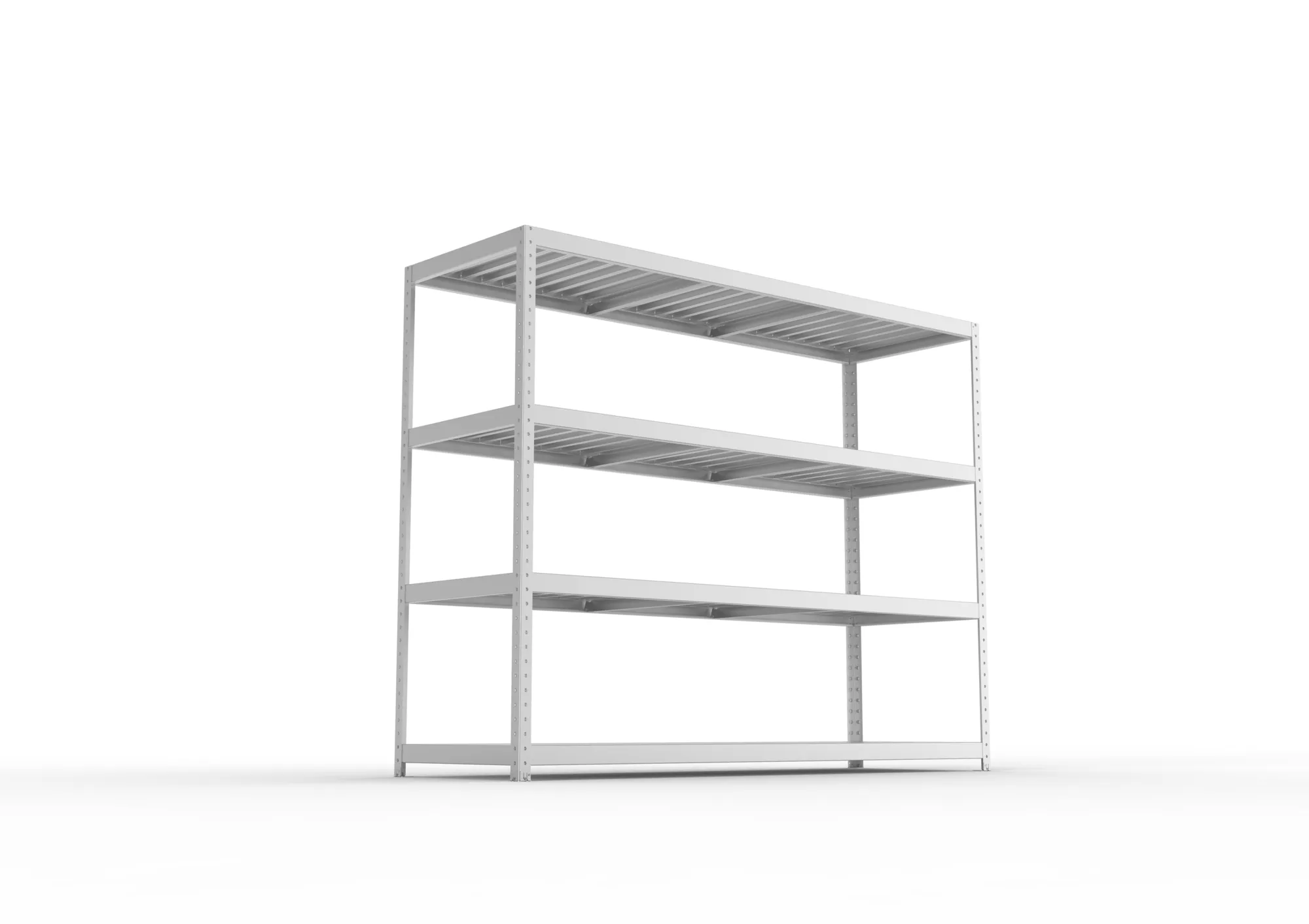 META SPEED-RACK, Weitspannregal, 1970 x 2500 x 800 mm, Fachlast 400 kg, Stahlpaneelböden, 4 Ebenen – Ansicht von unten