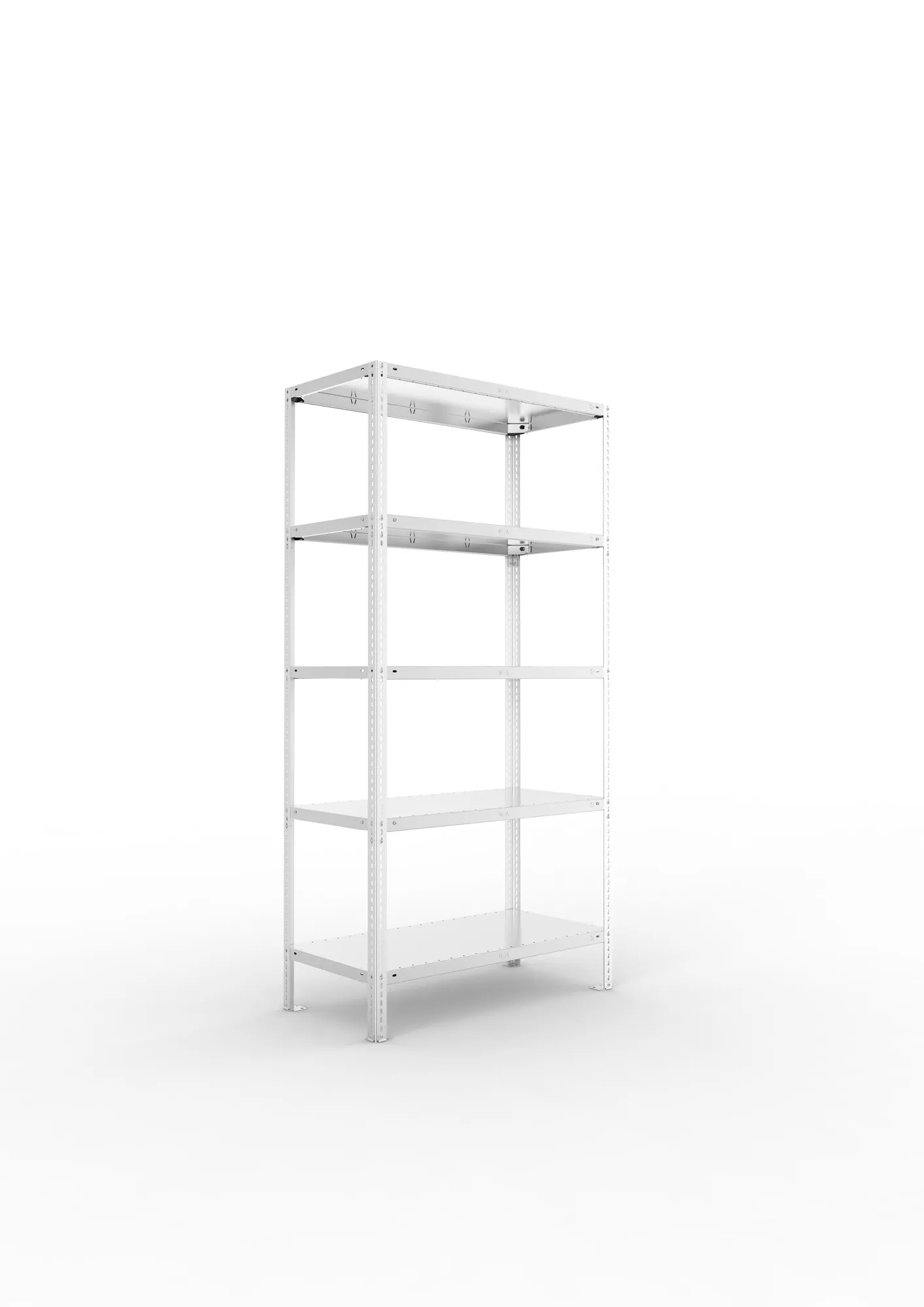 META FIX, Fachbodenregal, Grundregal, 2000 x 1000 x 500 mm, Fachlast 150 kg, 5 Ebenen, verzinkt – Ansicht in Blickhöhe