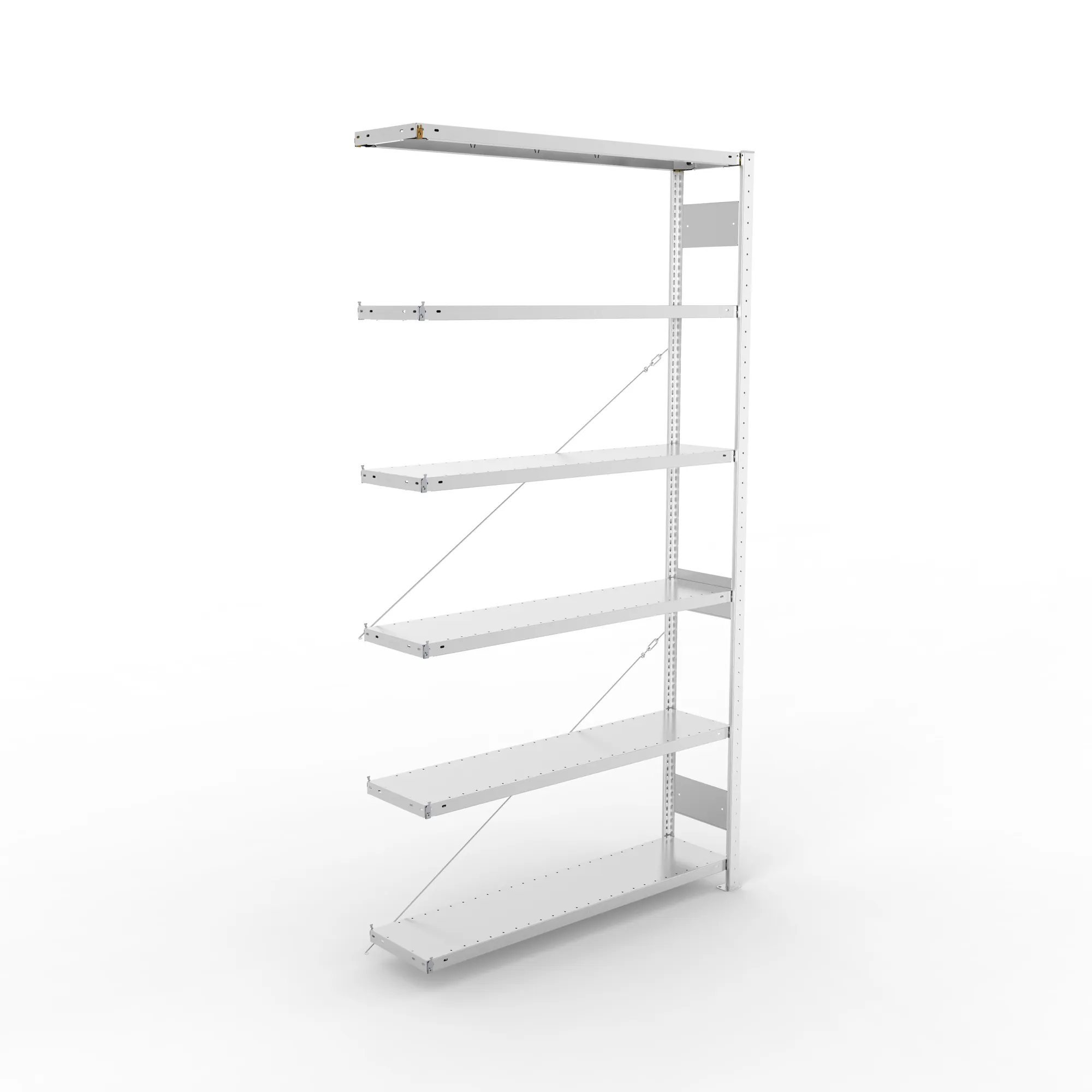 META CLIP, Fachbodenregal, Anbauregal, 2500 x 1300 x 300 mm, Fachlast 230 kg, 6 Ebenen, verzinkt – Ansicht von oben