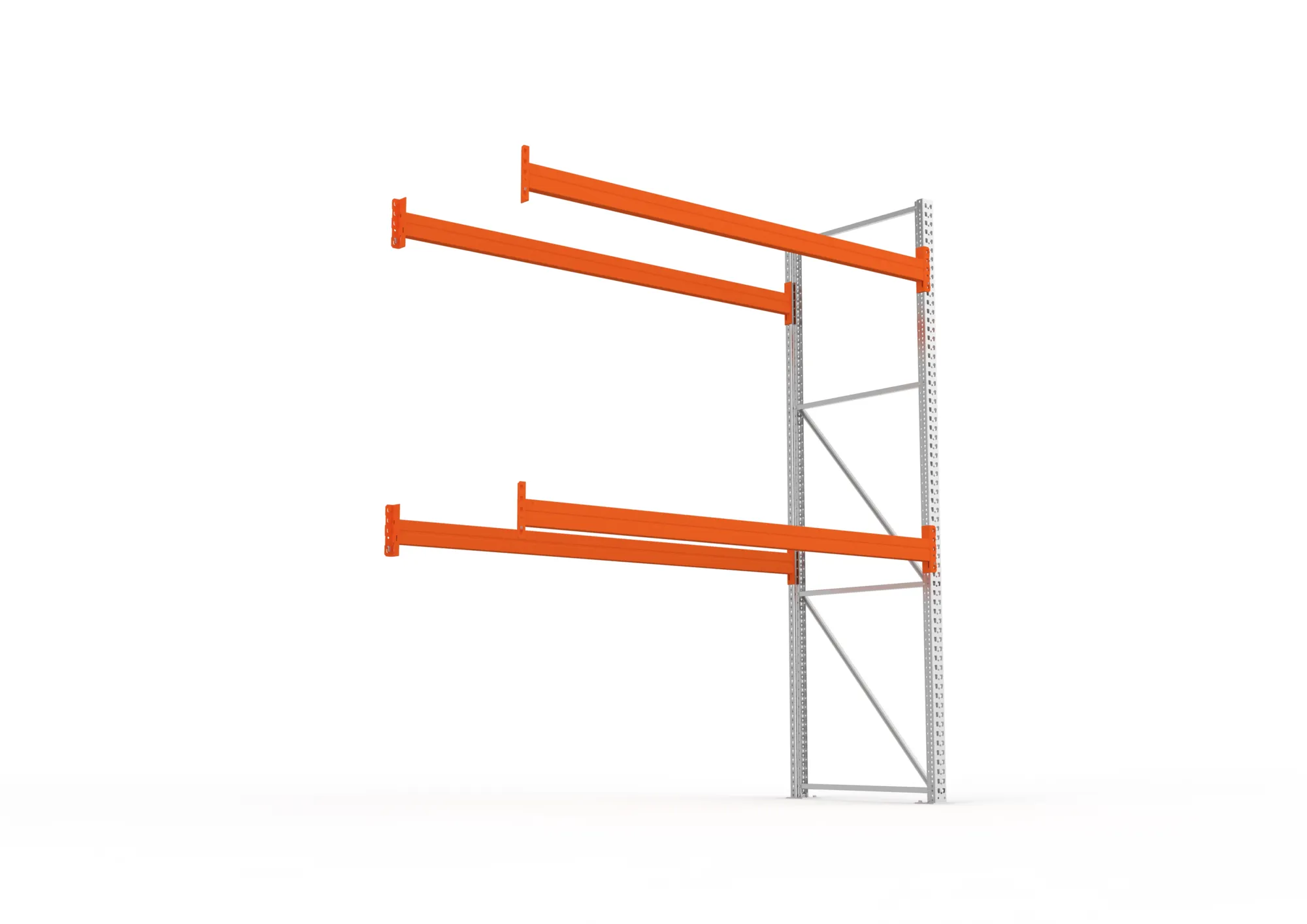 META MULTIPAL, Palettenregal, Anbauregal, 3300 x 2700 x 1100 mm, Fachlast 980 kg, 3 Ebenen, 9 Paletten, verzinkt – Ansicht von unten