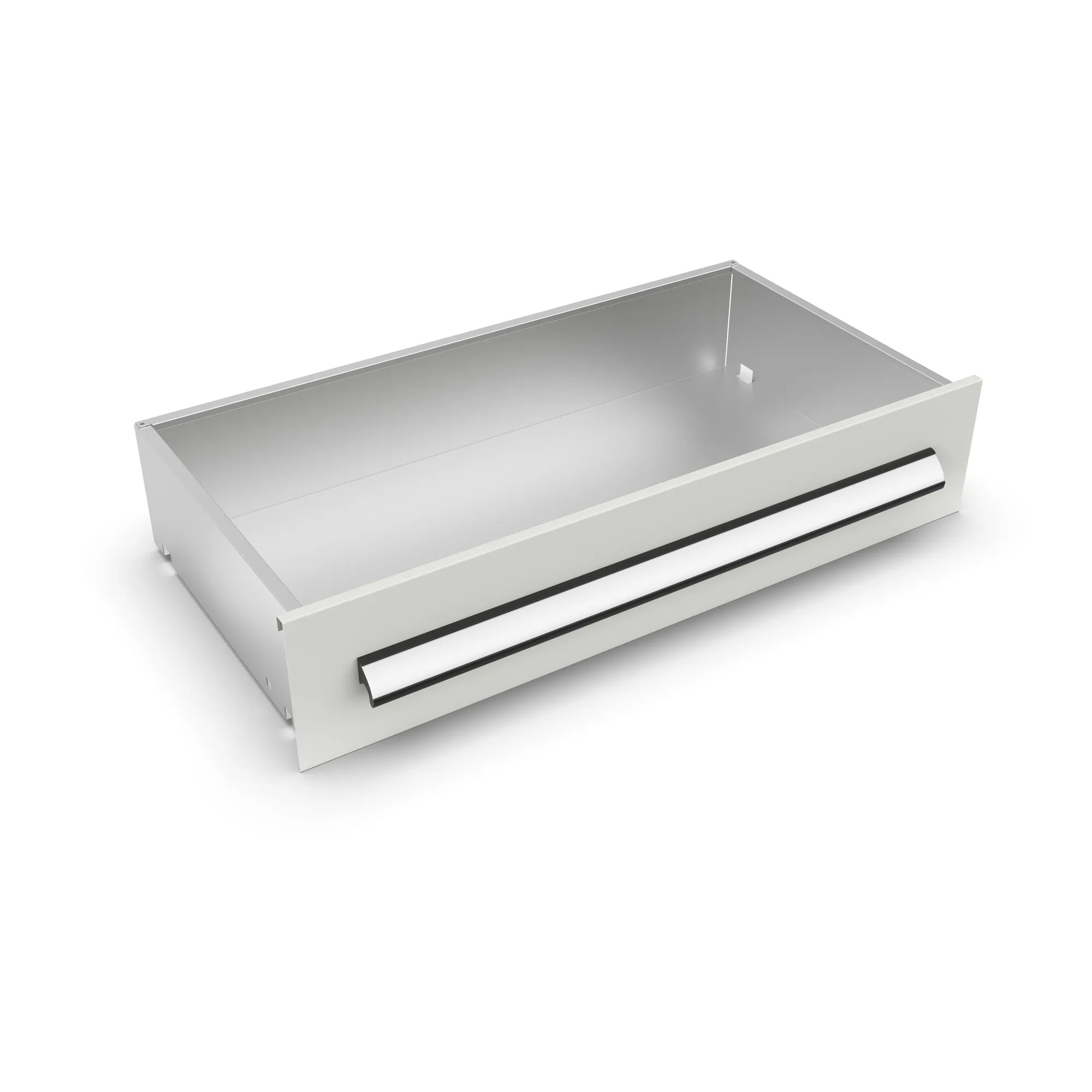 META CLIP, Schublade basic, 200 x 500 mm, RAL 7035 – Ansicht in Blickhöhe