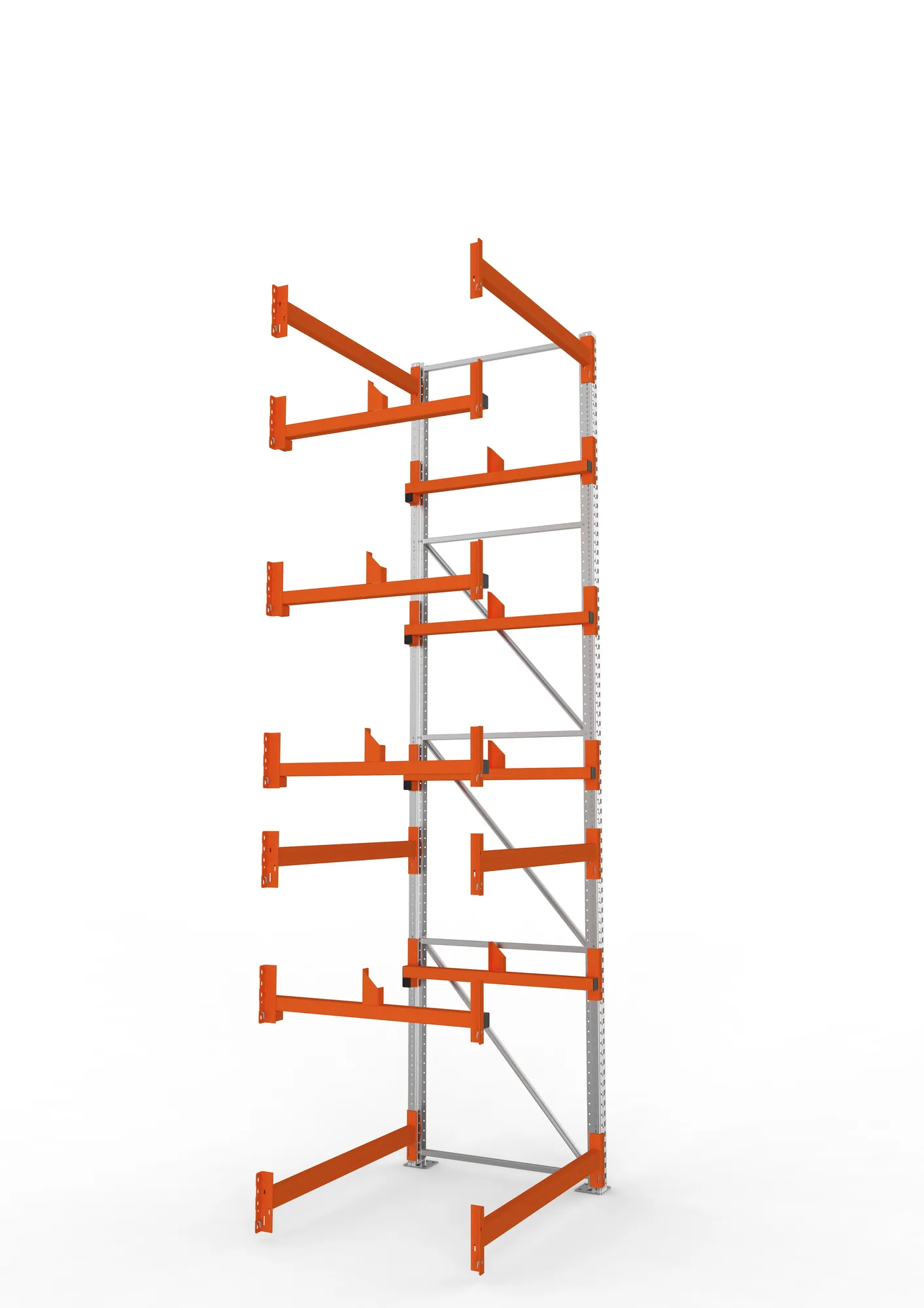 META MULTIPAL, Kabeltrommelregal, Anbauregal, 4400 x 1300 x 1100 mm, Feldlast 5500 kg, 2 Ebenen, Typ 1, verzinkt – Seitenansicht