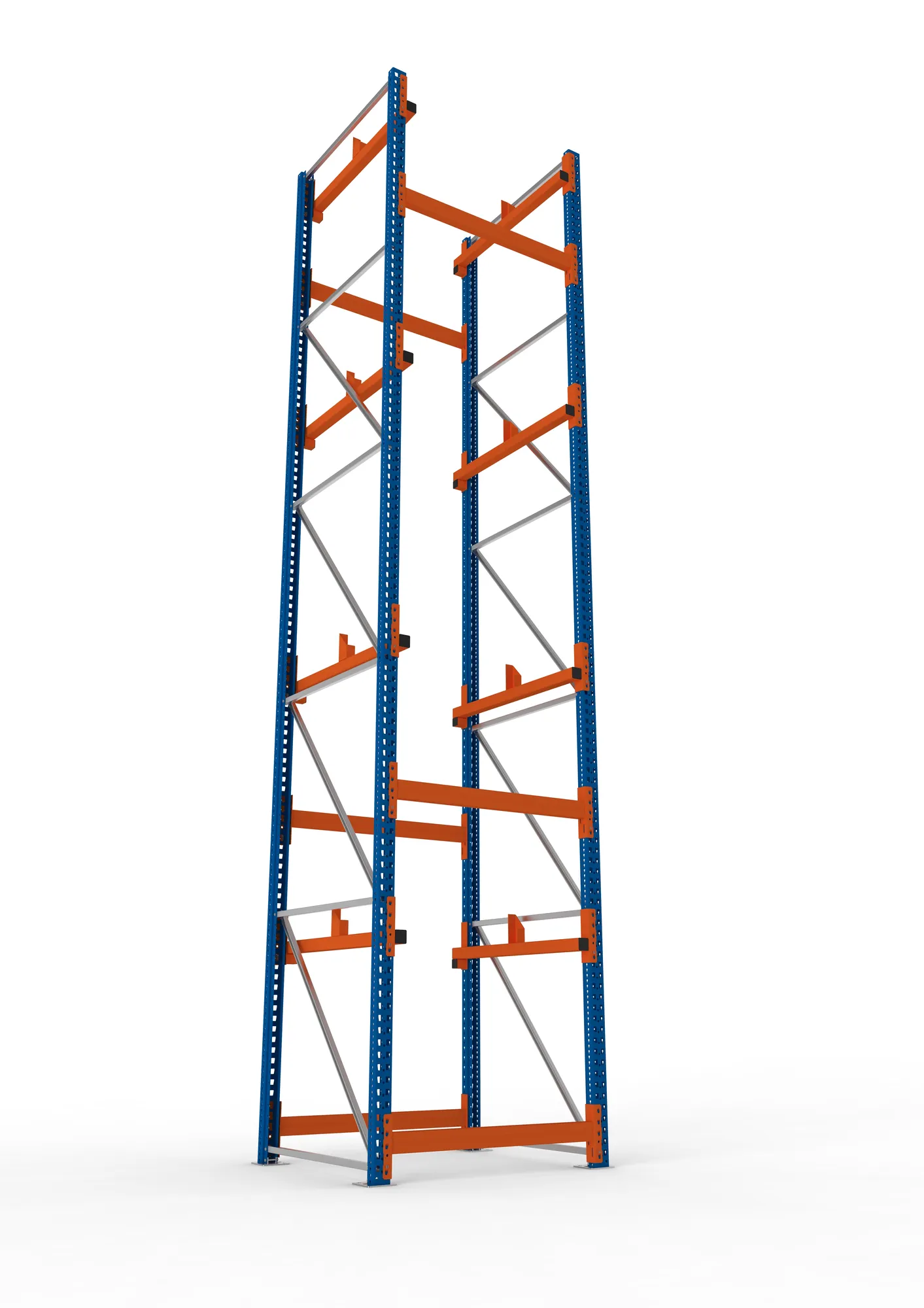 META MULTIPAL, Kabeltrommelregal, Grundregal, 5500 x 1100 x 1100 mm, Feldlast 5500 kg, 2 Ebenen, Typ 1, RAL 5010 – Ansicht von unten