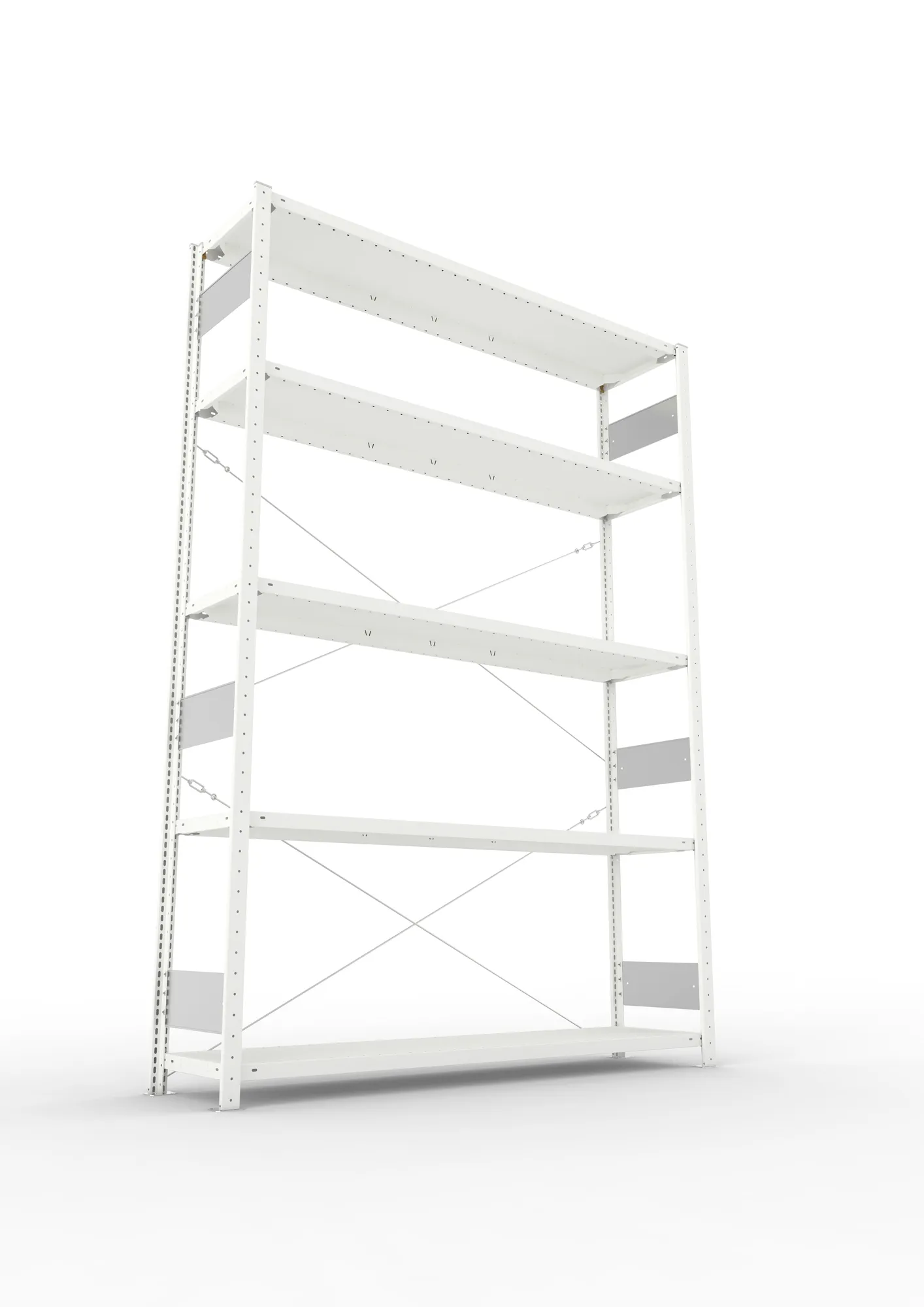 META CLIP S3, Fachbodenregal, Grundregal, 2500 x 1700 x 400 mm, Fachlast 200 kg, 5 Ebenen, RAL 7035 – Ansicht von unten