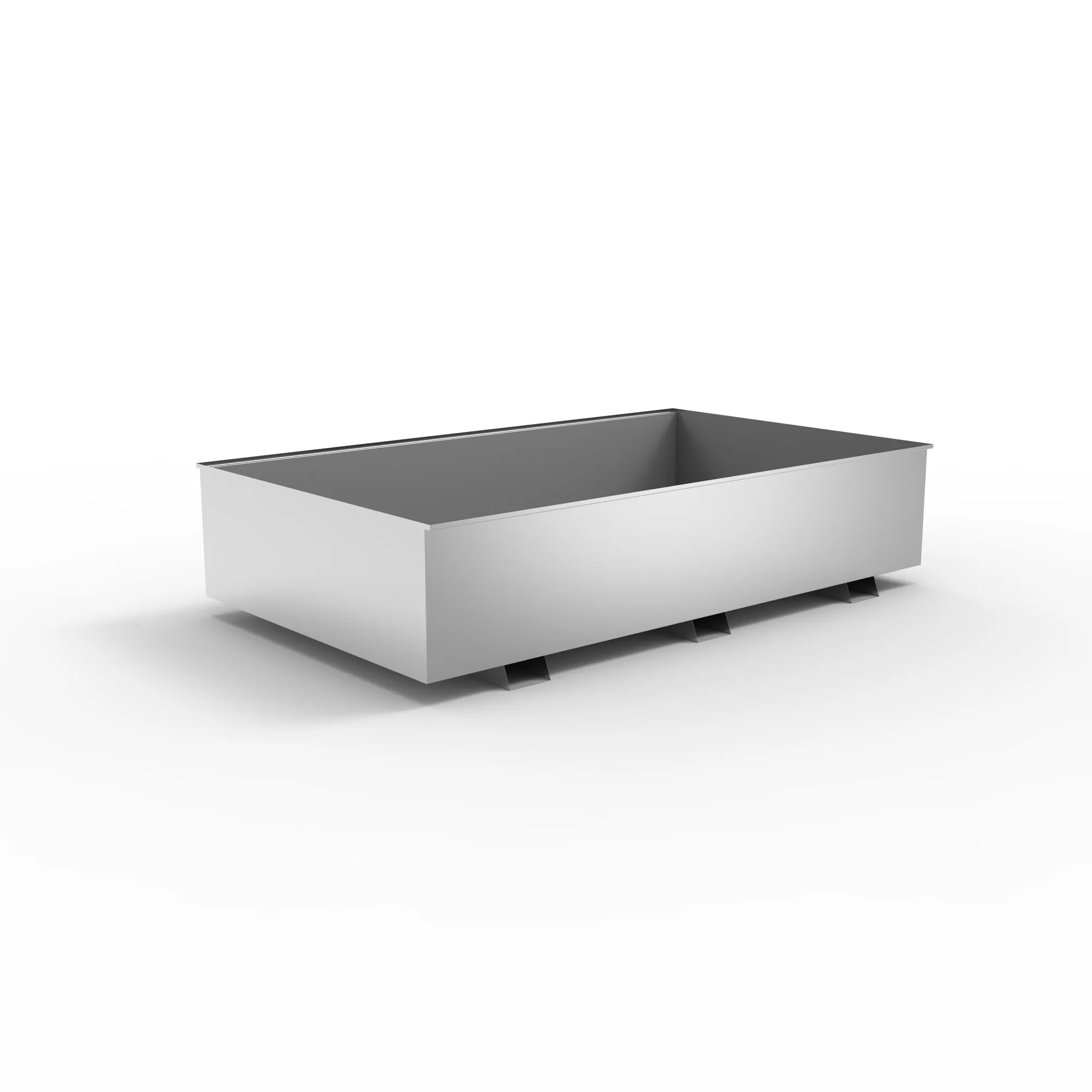 META MULTIPAL, Regalwanne, 2200 x 1100 mm, 1000 Liter, Ü-Zeichen, feuerverzinkt – Ansicht in Blickhöhe