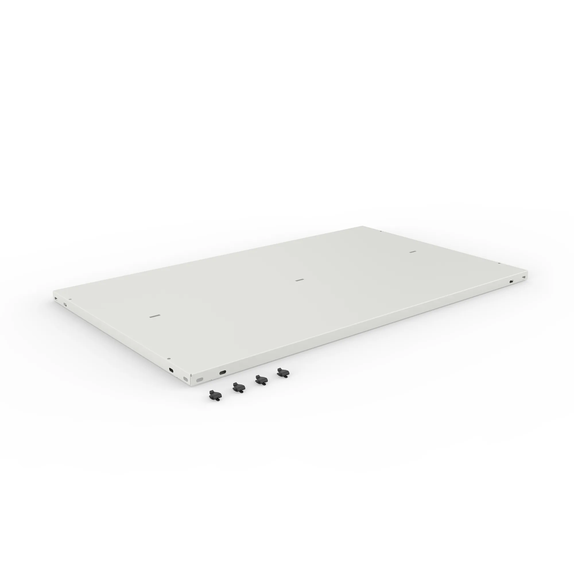 META CLIP COMPACT, Abdeckboden, 1000 x 600 mm, RAL 7035, mit Fachbodenträgern – Ansicht in Blickhöhe