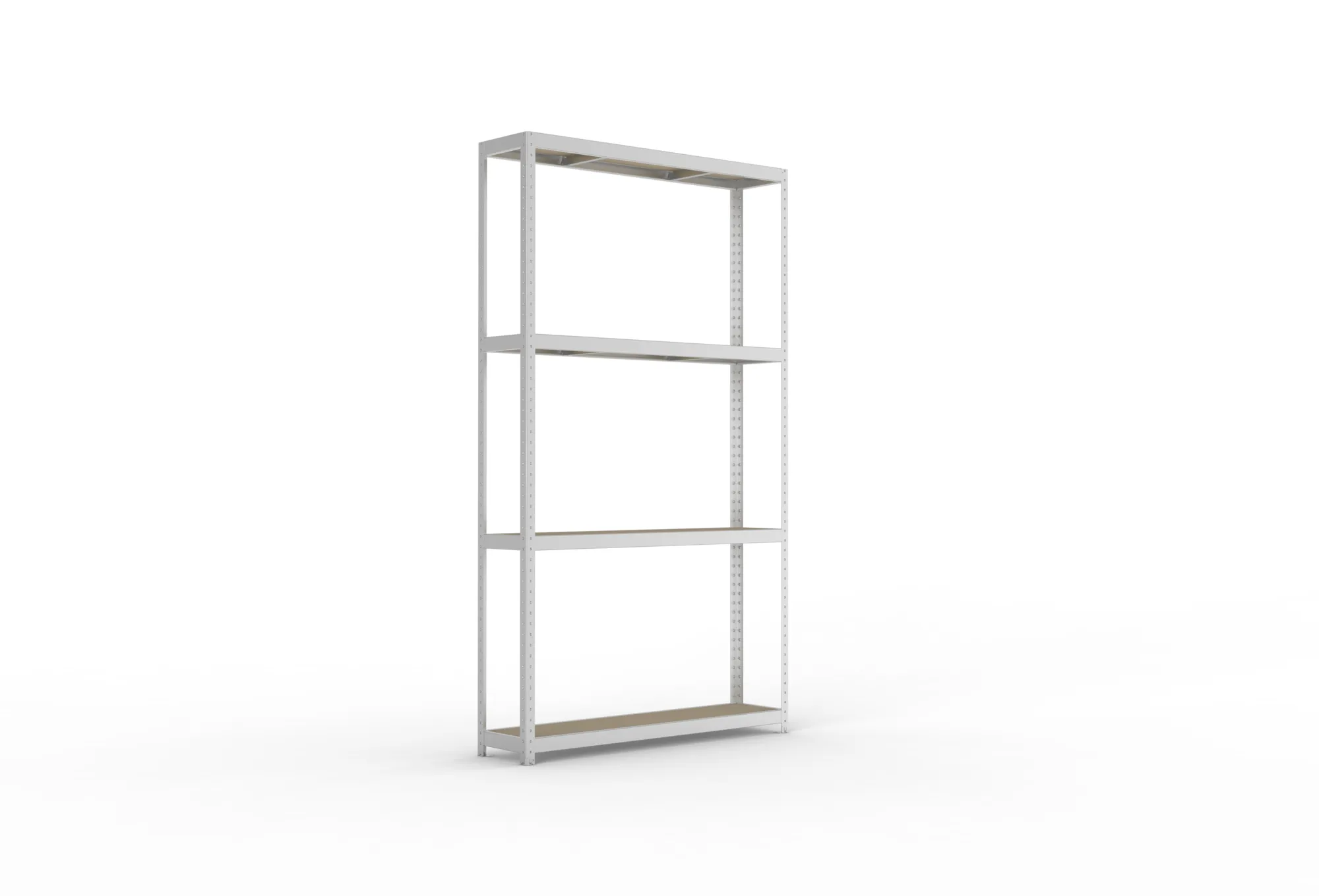 META SPEED-RACK, Weitspannregal, 2970 x 1700 x 400 mm, Fachlast 500 kg, Spanplattenböden, 4 Ebenen – Ansicht in Blickhöhe