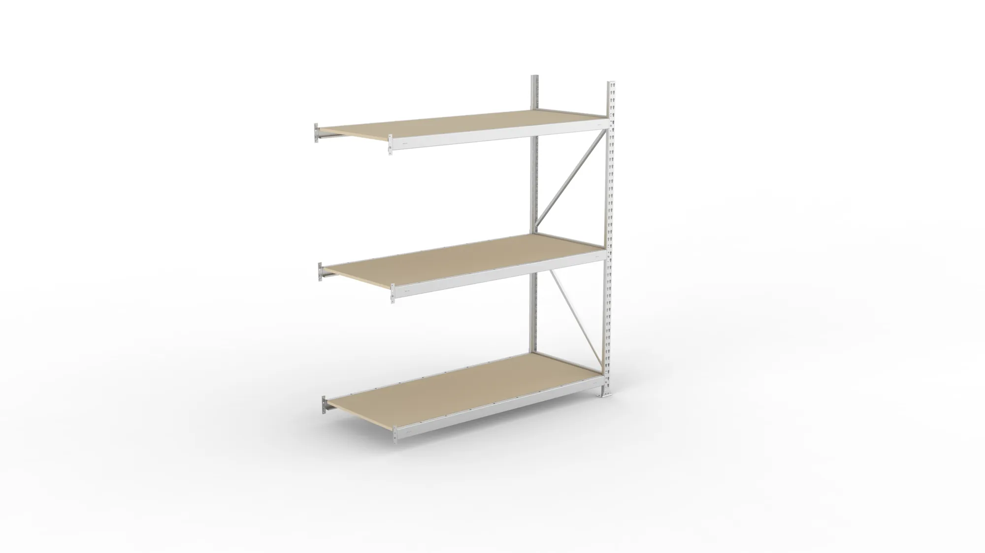 META MINI-RACK, Weitspannregal, Anbauregal, 2200 x 1800 x 800 mm, Fachlast 600 kg, Spanplattenböden, 3 Ebenen – Ansicht von oben