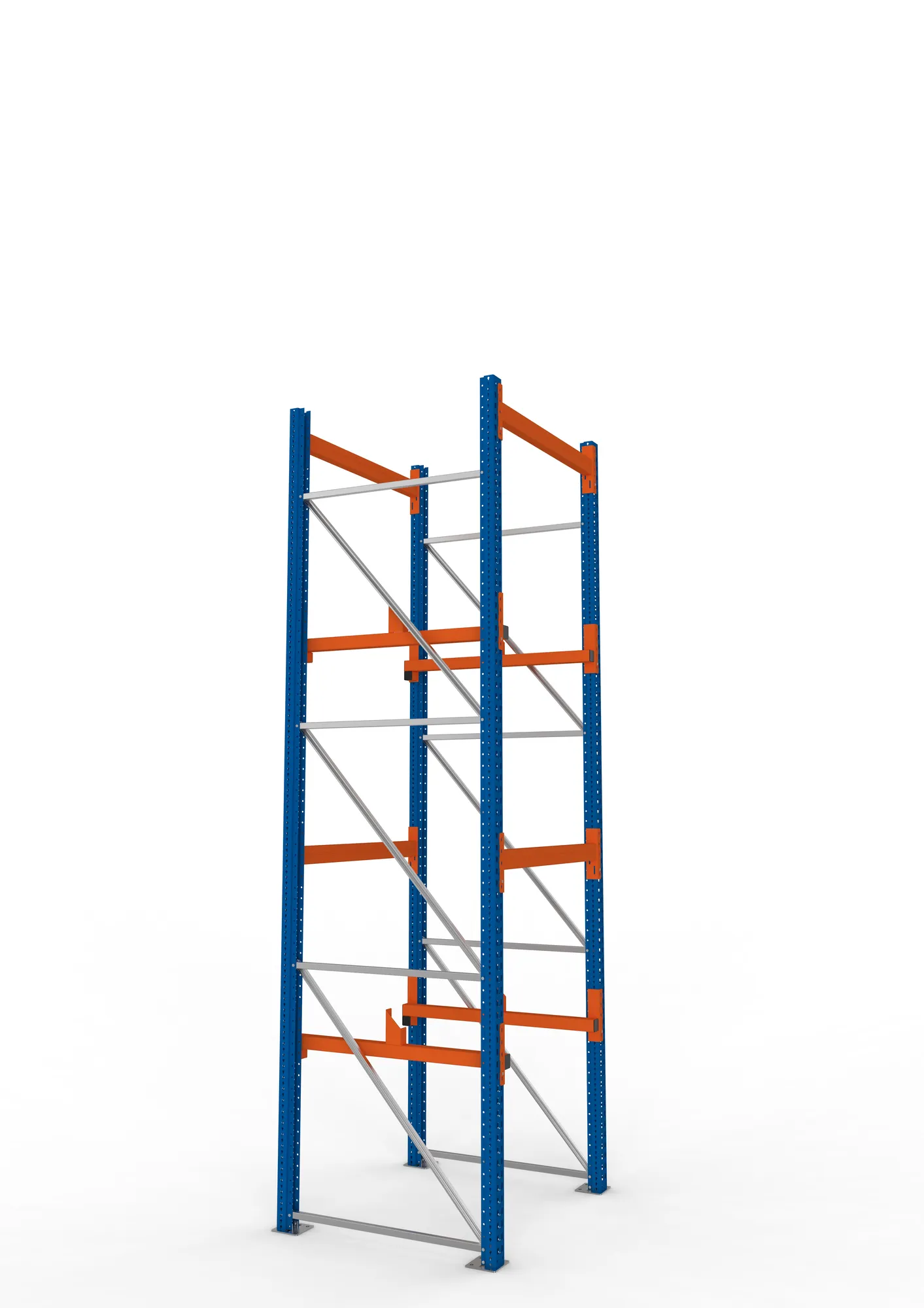 META MULTIPAL, Kabeltrommelregal, Grundregal, 3800 x 1100 x 1100 mm, Feldlast 4000 kg, 2 Ebenen, Typ 1, RAL 5010 – Seitenansicht
