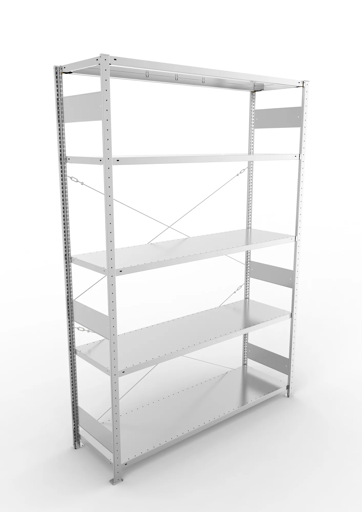 META CLIP S3, Fachbodenregal, Grundregal, 2500 x 1700 x 500 mm, Fachlast 200 kg, 4 Ebenen, verzinkt – Ansicht von oben