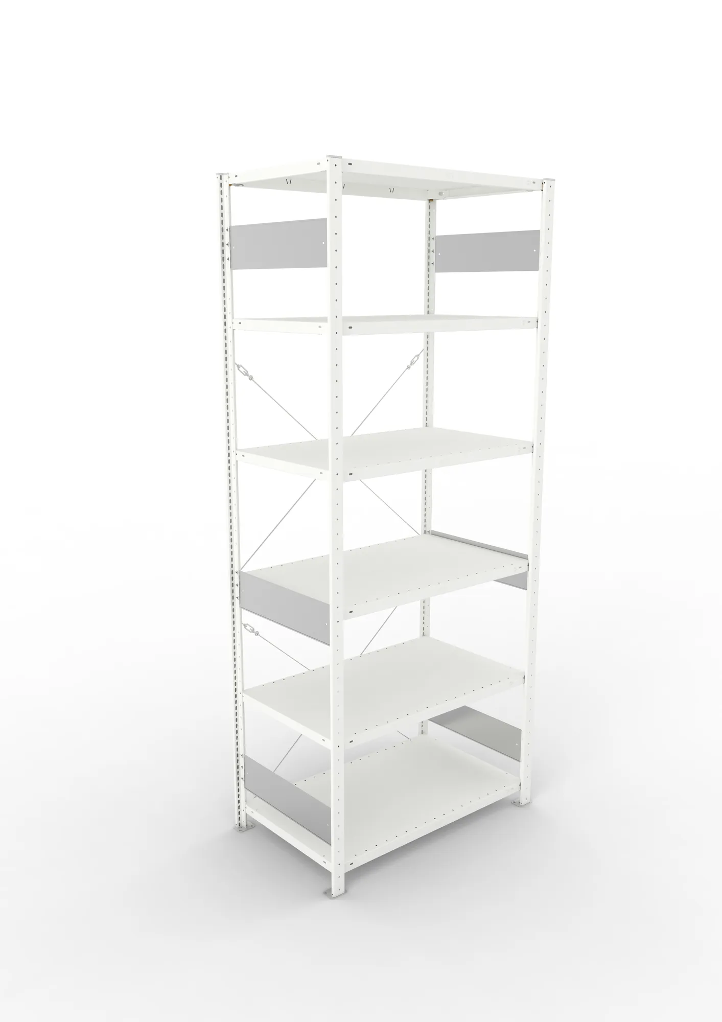 META CLIP S3, Fachbodenregal, Grundregal, 2500 x 1000 x 600 mm, Fachlast 150 kg, 6 Ebenen, RAL 7035 – Ansicht von oben