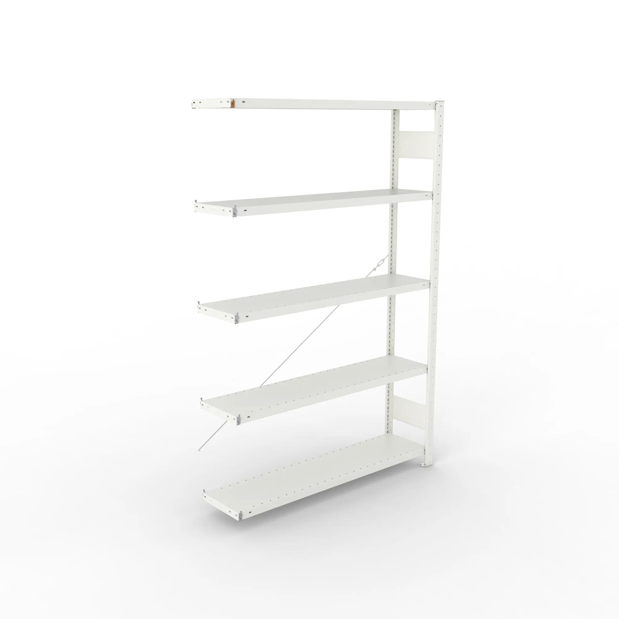 META CLIP, Fachbodenregal, Anbauregal, 2000 x 1300 x 300 mm, Fachlast 230 kg, 5 Ebenen, RAL 7035 – Ansicht von oben