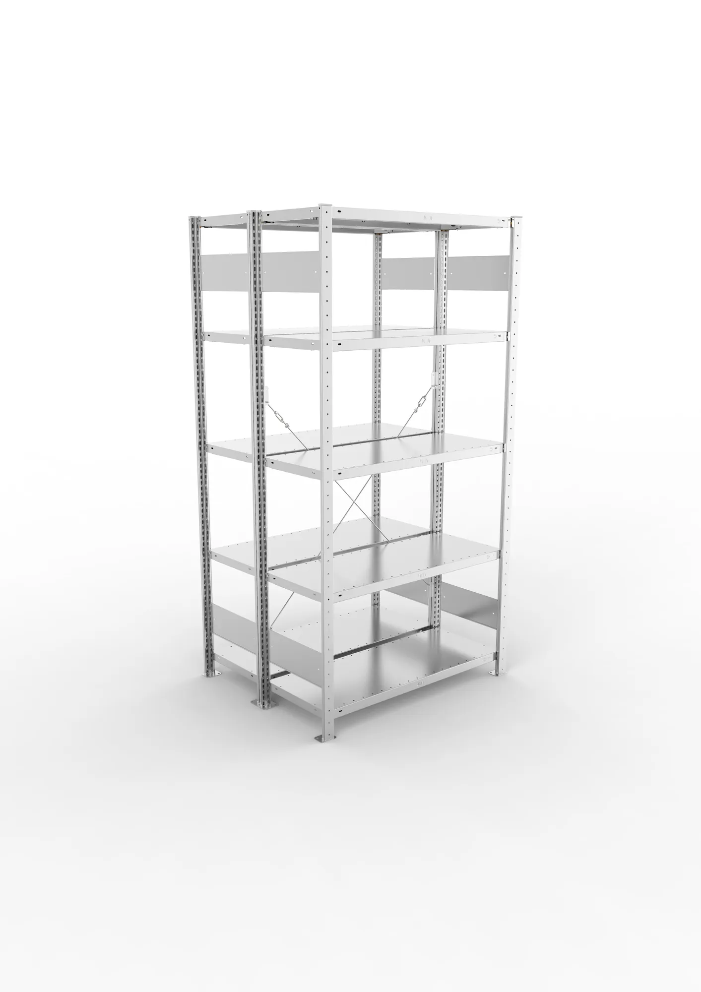 META CLIP, Fachbodenregal, Doppel-Grundregal, 2000 x 1000 x 400 mm, Fachlast 150 kg, 5 Ebenen, verzinkt – Ansicht von oben