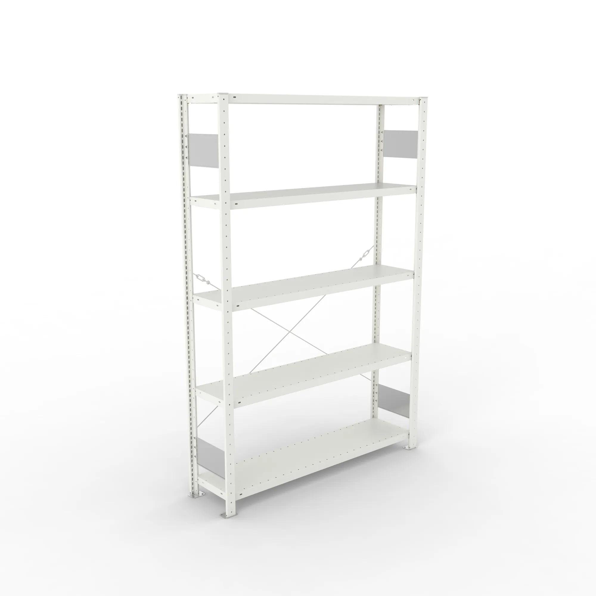 META CLIP S3, Fachbodenregal, Grundregal, 2000 x 1300 x 300 mm, Fachlast 230 kg, 5 Ebenen, RAL 7035 – Ansicht von oben