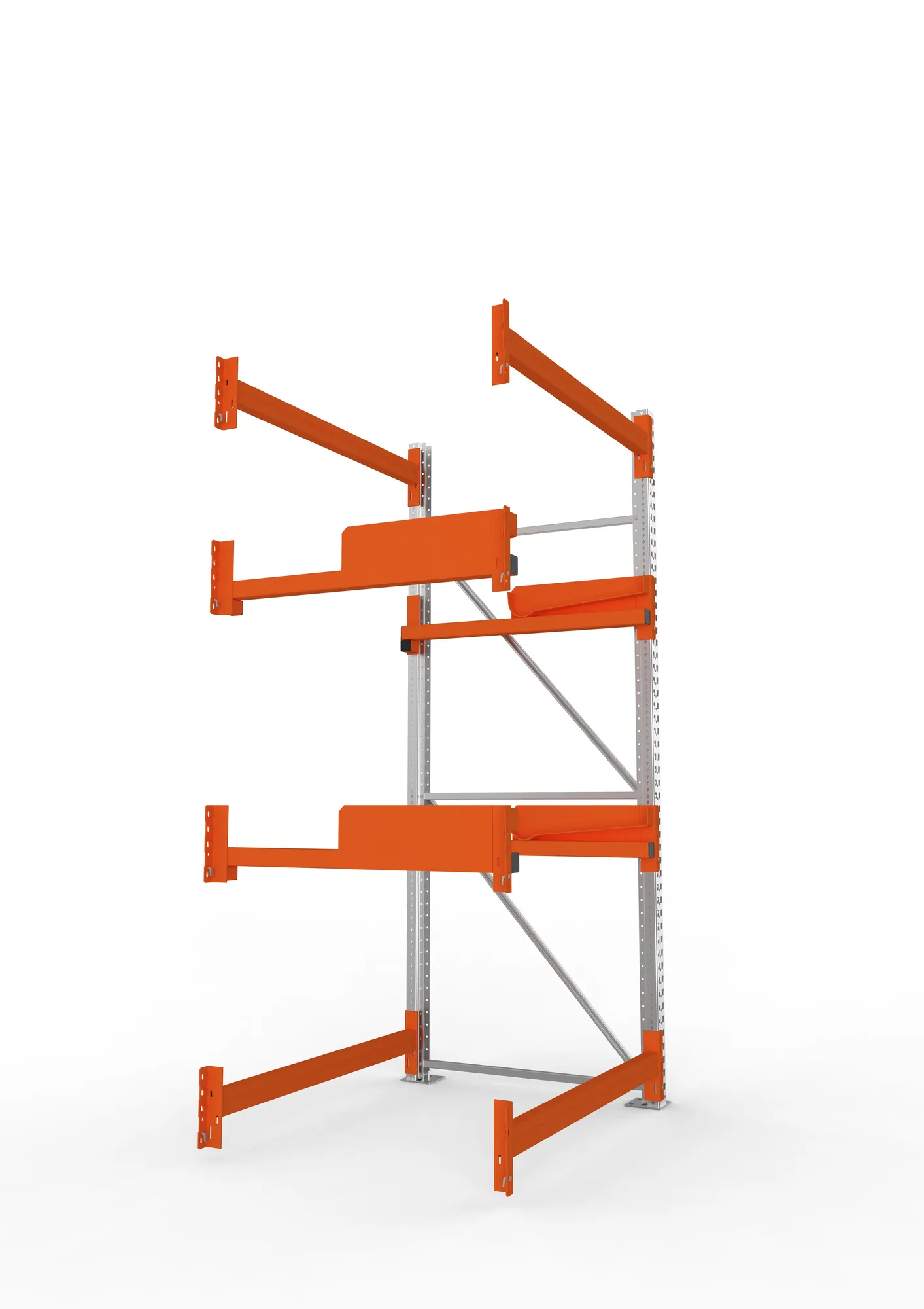 META MULTIPAL, Kabeltrommelregal, Anbauregal, 2700 x 1300 x 1100 mm, Feldlast 4000 kg, 2 Ebenen, Typ 2, verzinkt – Seitenansicht