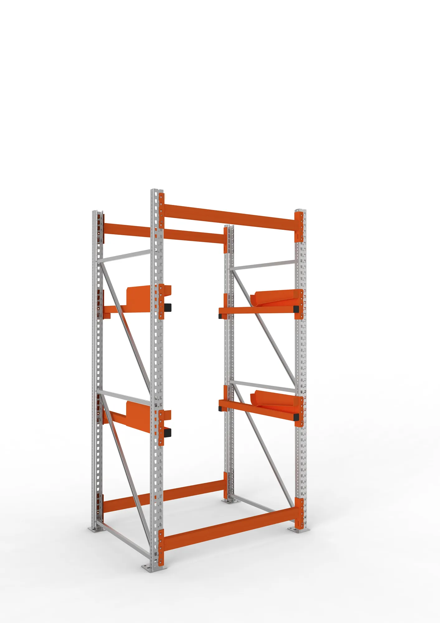 META MULTIPAL, Kabeltrommelregal, Grundregal, 2700 x 1300 x 1100 mm, Feldlast 4000 kg, 2 Ebenen, Typ 2, verzinkt – Ansicht in Blickhöhe