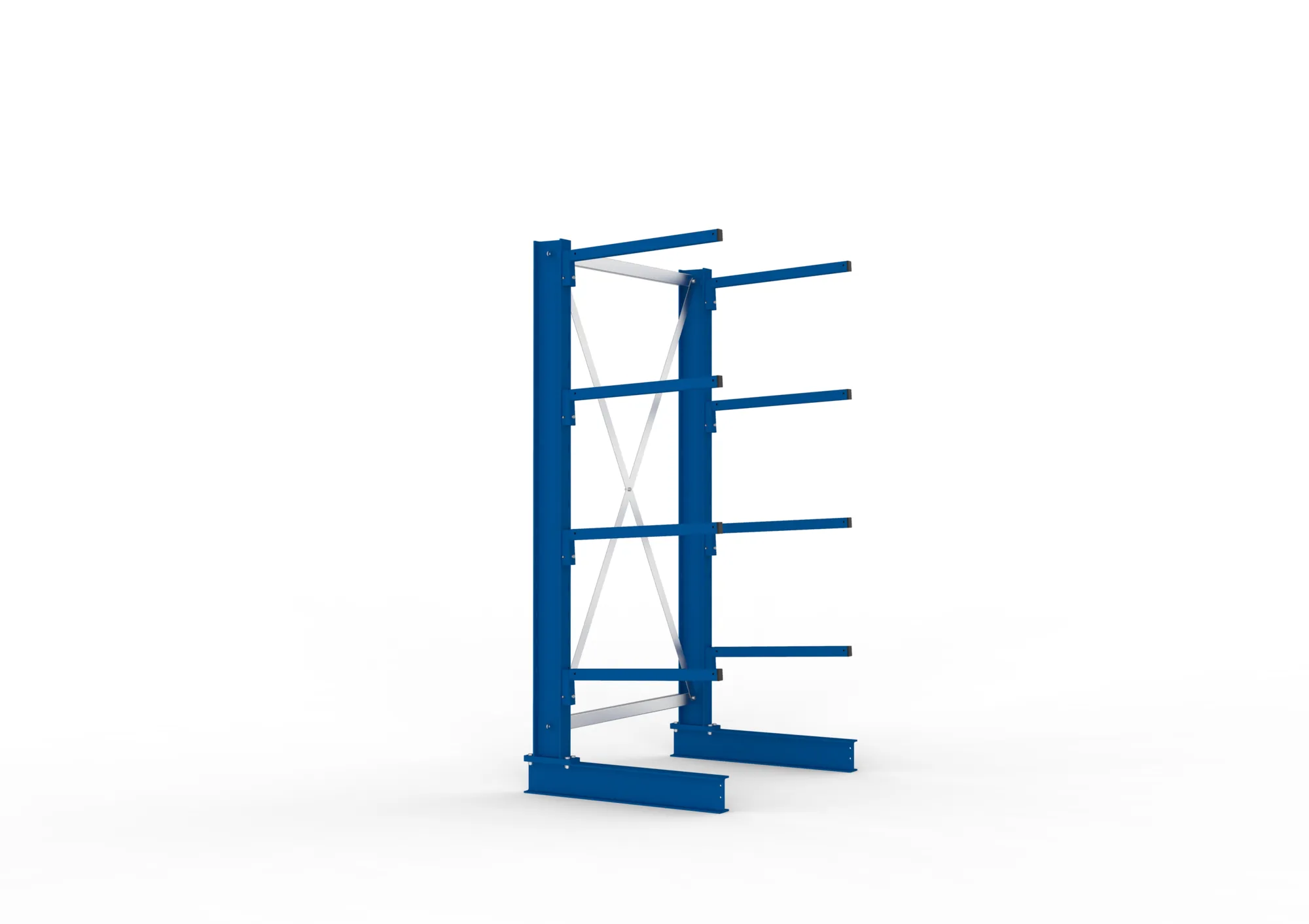 META MULTISTRONG L, Kragarmregal, Grundregal, 2000 x 1000 x 600 mm, Armlast 140 kg, einseitig, 4+1 Ebenen – Seitenansicht