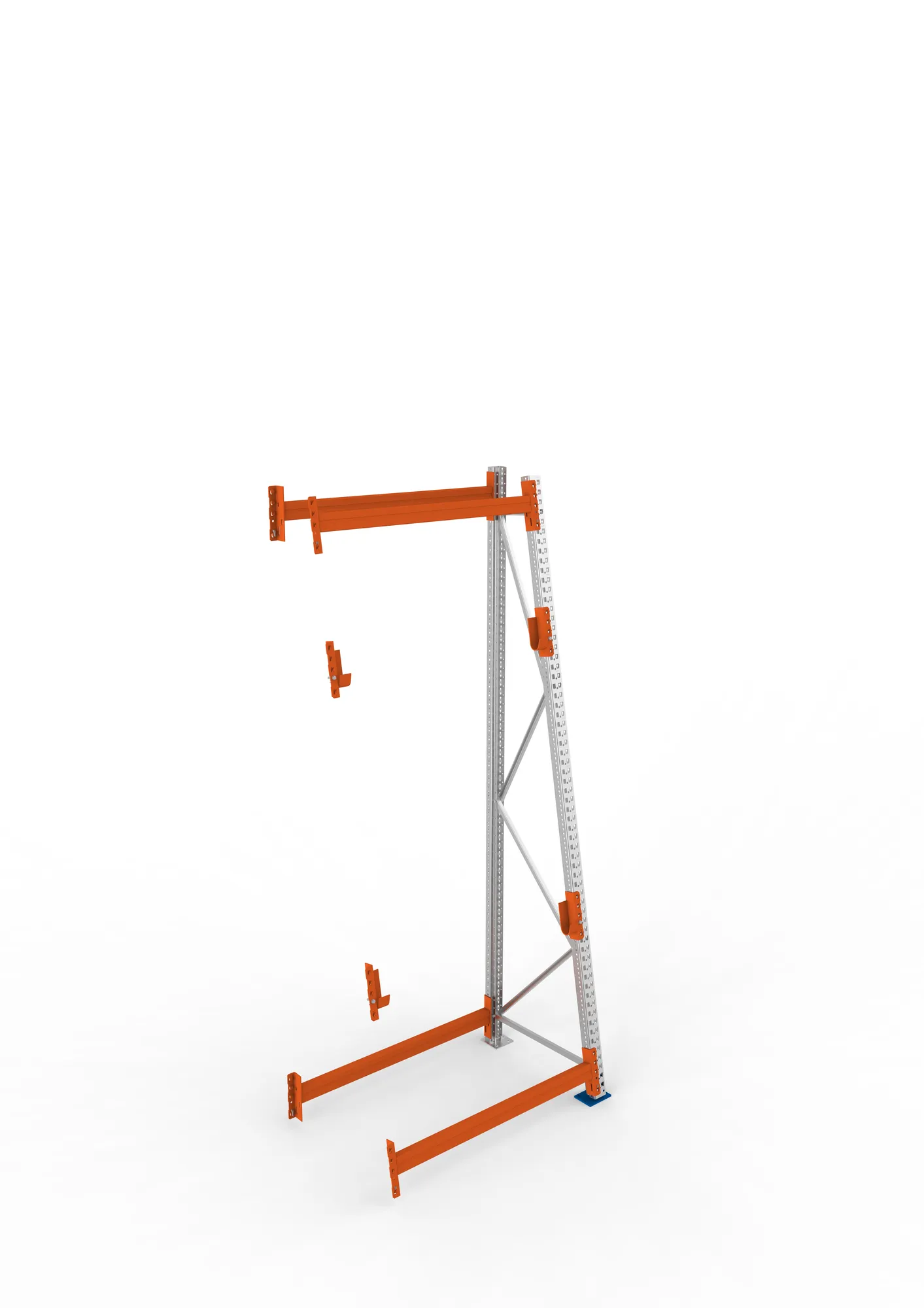 META MULTIPAL, Kabeltrommelregal, Anbauregal, 3300 x 1300 x 900 mm, Feldlast 1500 kg, 2 Ebenen, Typ 3/A-Ständer, verzinkt – Ansicht von oben