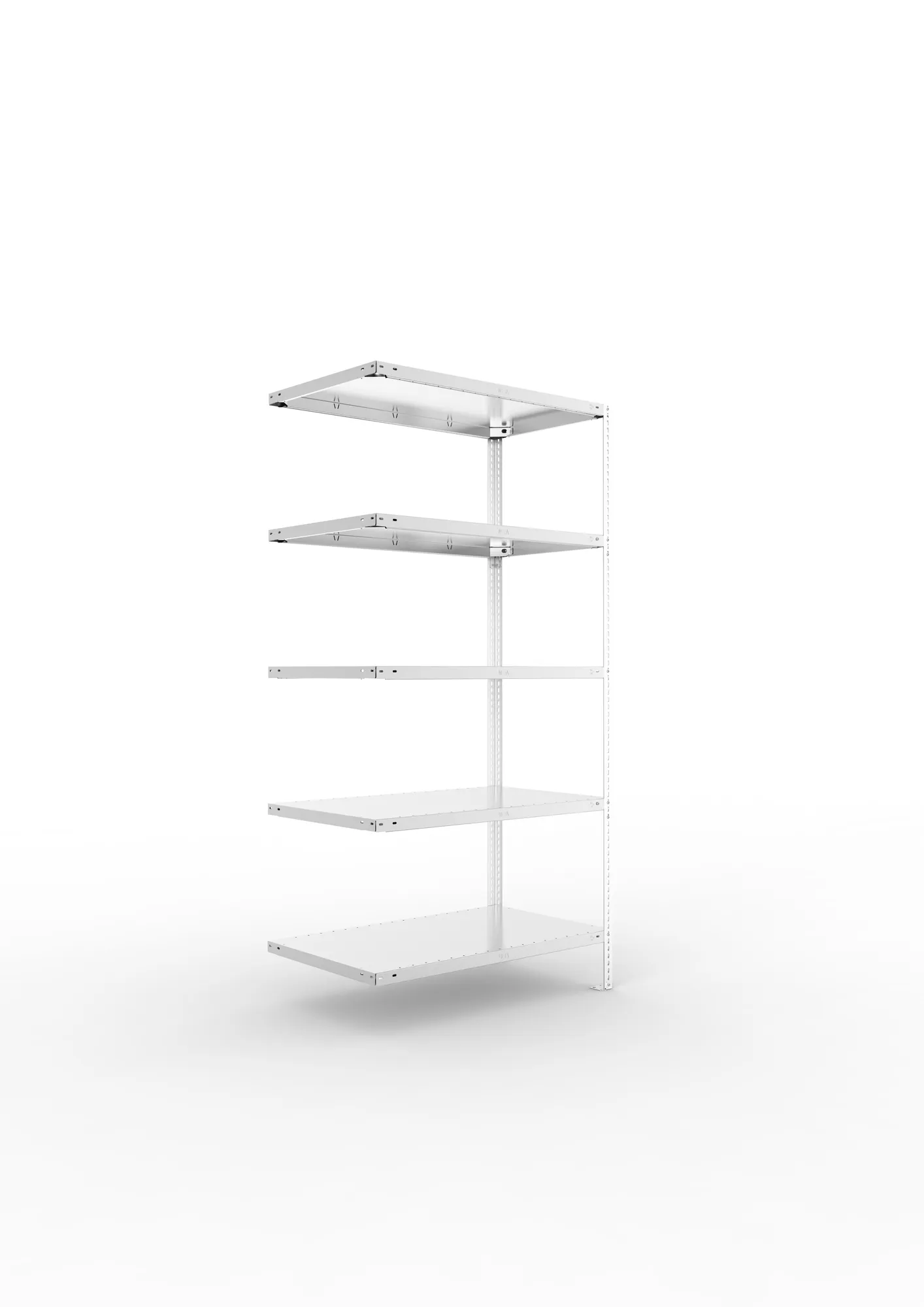 META FIX, Fachbodenregal, Anbauregal, 2000 x 1000 x 600 mm, Fachlast 150 kg, 5 Ebenen, verzinkt – Ansicht in Blickhöhe