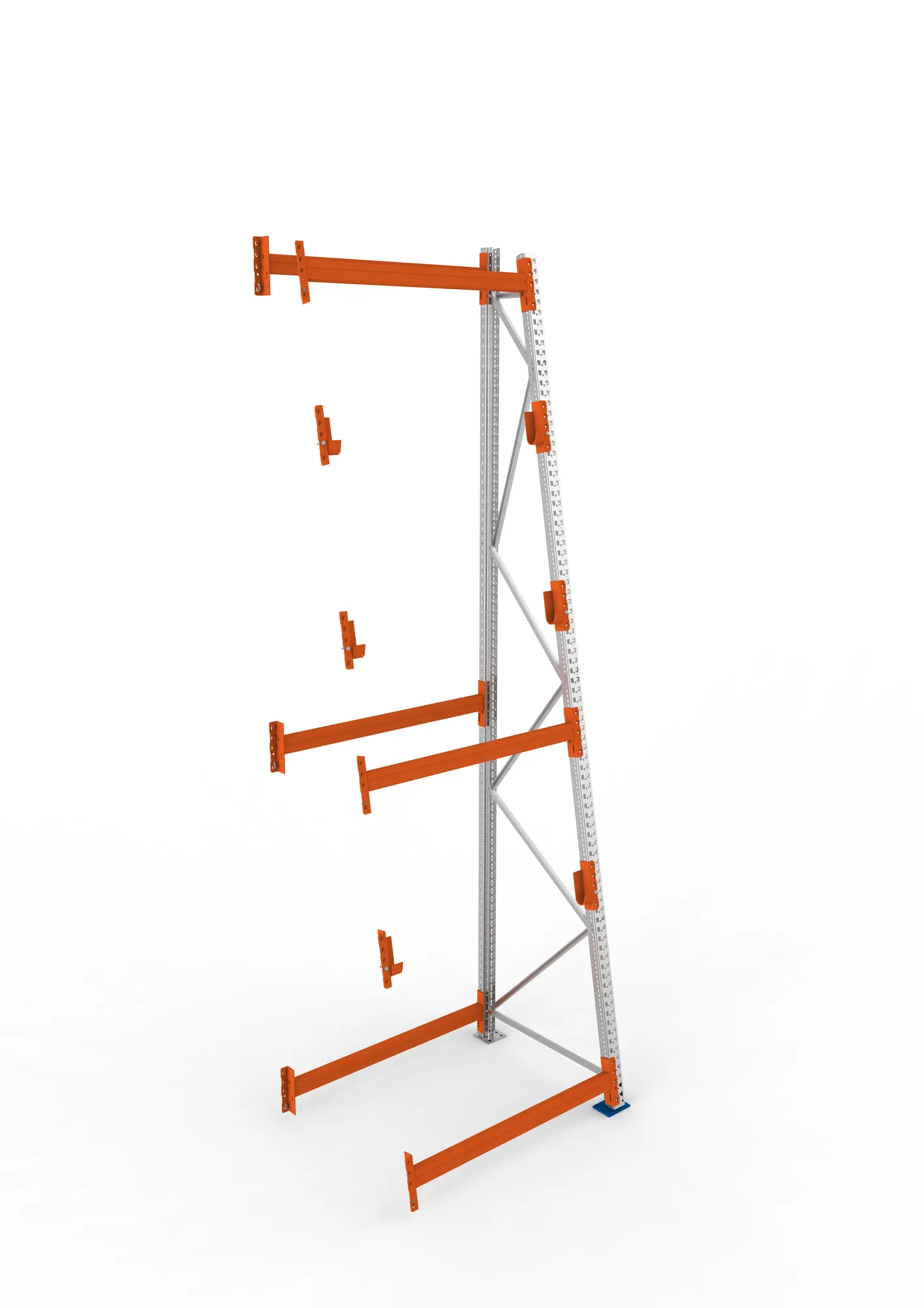META MULTIPAL, Kabeltrommelregal, Anbauregal, 4400 x 1300 x 1100 mm, Feldlast 2250 kg, 3 Ebenen, Typ 3/A-Ständer, verzinkt – Ansicht von oben
