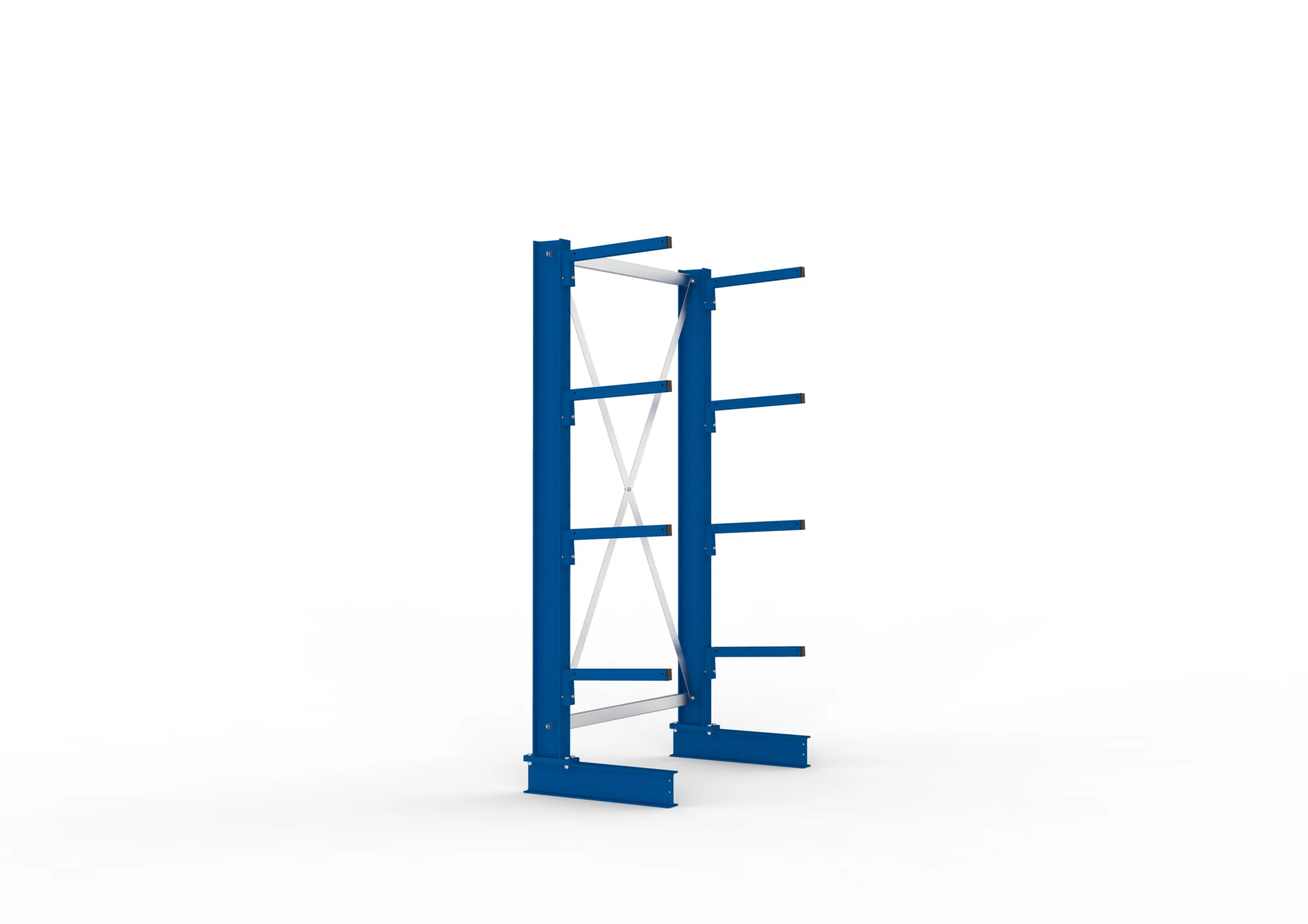 META MULTISTRONG L, Kragarmregal, Grundregal, 2000 x 1000 x 400 mm, Armlast 220 kg, einseitig, 4+1 Ebenen – Seitenansicht