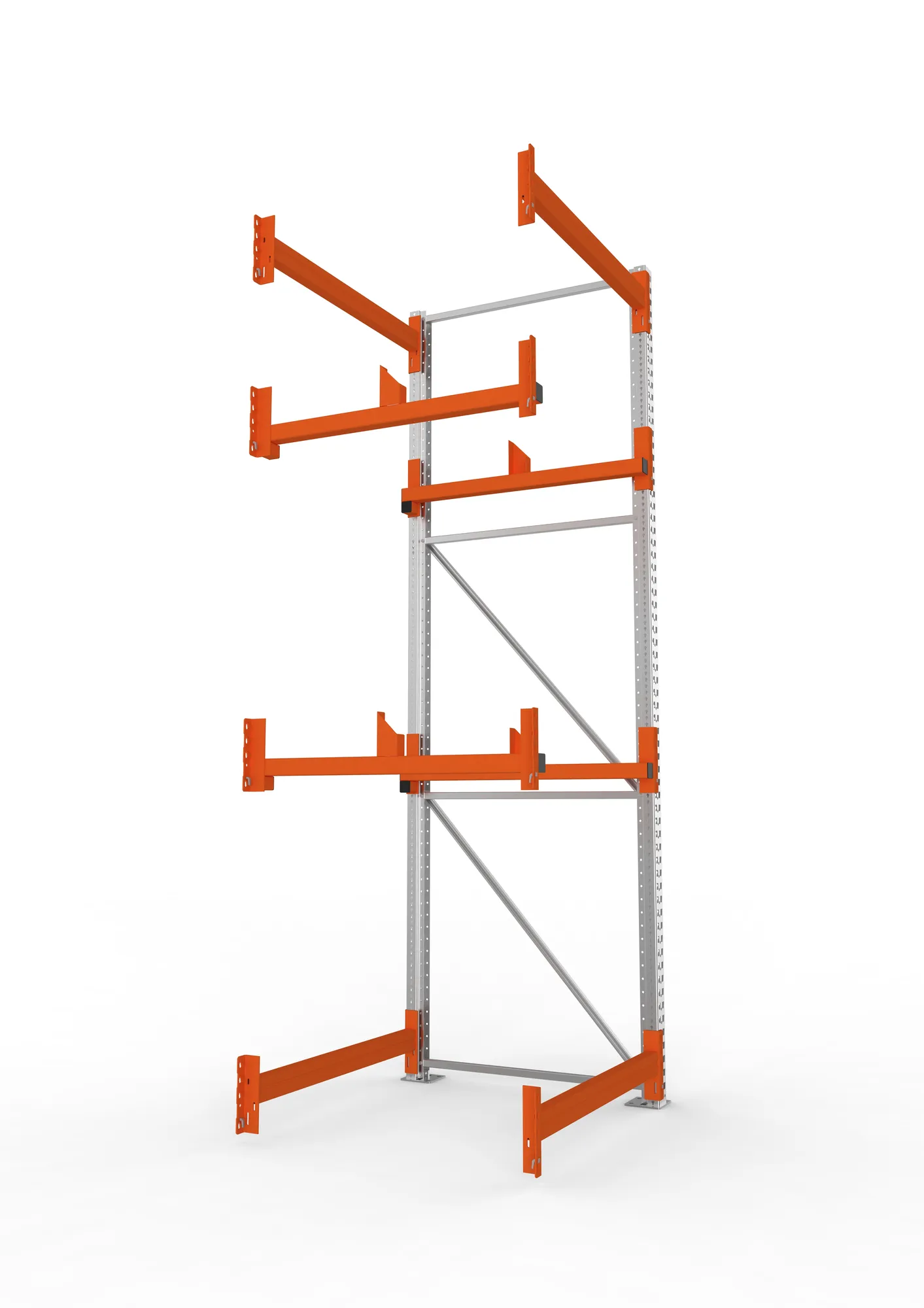 META MULTIPAL, Kabeltrommelregal, Anbauregal, 3300 x 1100 x 1100 mm, Feldlast 4000 kg, 2 Ebenen, Typ 1, verzinkt – Seitenansicht