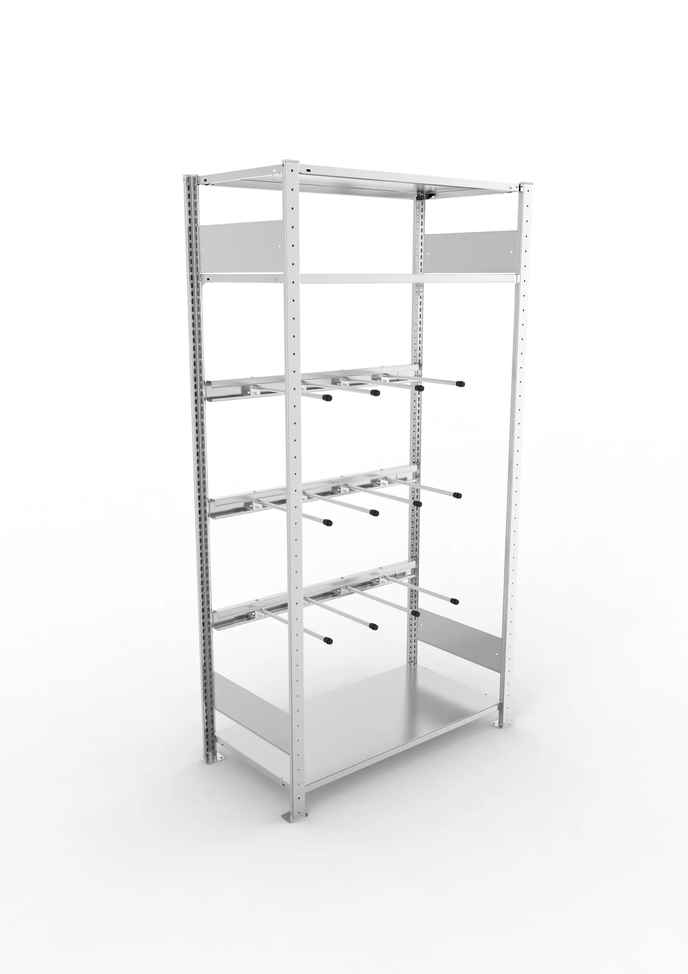 META CLIP, Keilriemenregal, Grundregal, 2000 x 1000 x 500 mm, 3 Ebenen, verzinkt – Ansicht von oben