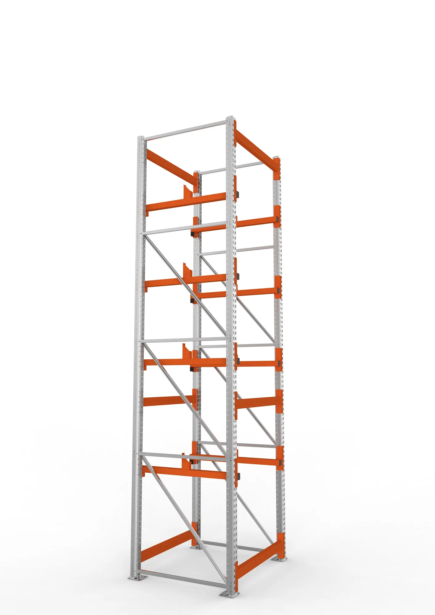 META MULTIPAL, Kabeltrommelregal, Grundregal, 4400 x 1100 x 1100 mm, Feldlast 5500 kg, 2 Ebenen, Typ 1, verzinkt – Seitenansicht