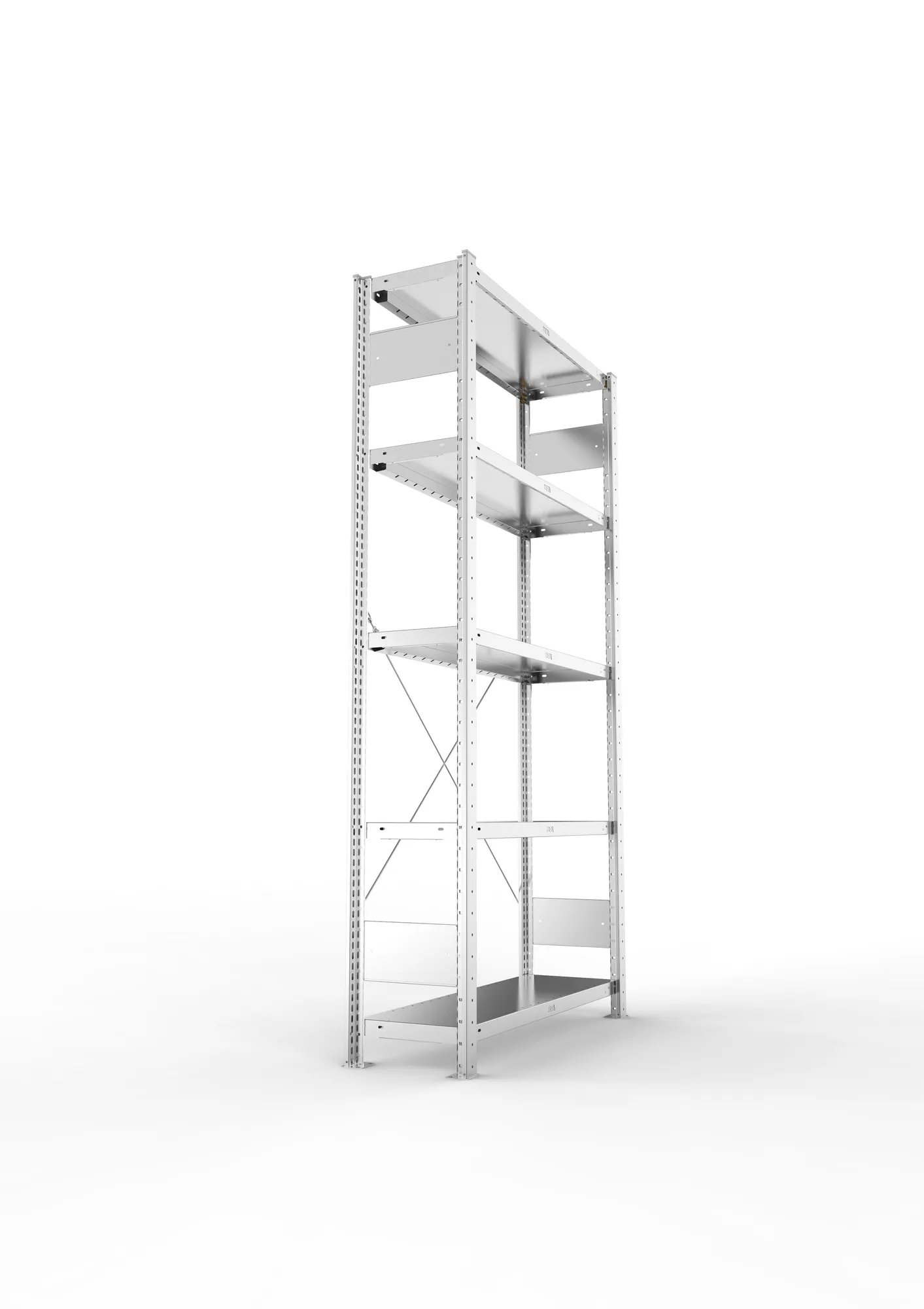 META CLIP, Fachbodenregal, Grundregal, 2000 x 1000 x 300 mm, Fachlast 230 kg, 5 Ebenen, verzinkt – Seitenansicht