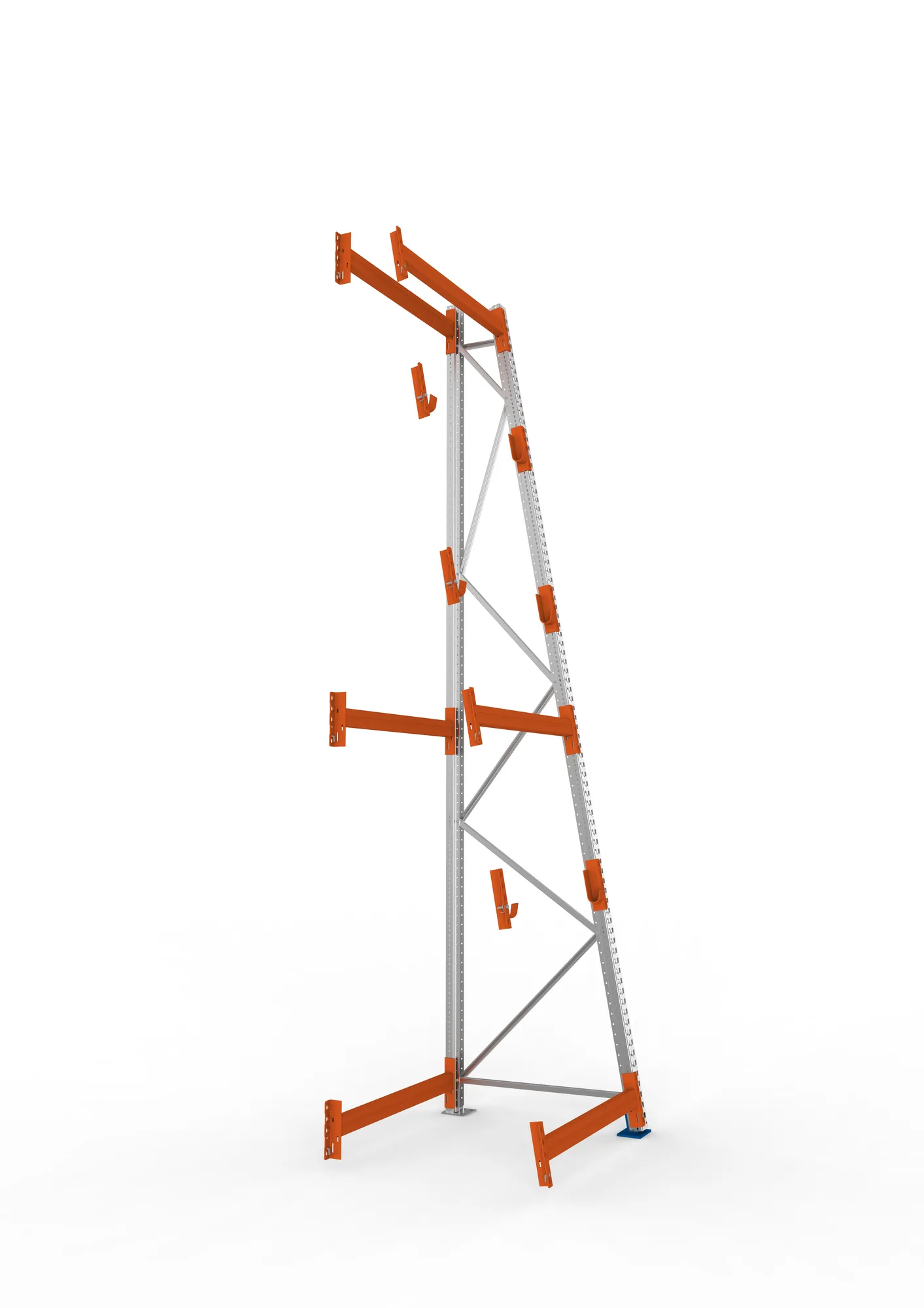META MULTIPAL, Kabeltrommelregal, Anbauregal, 4400 x 1100 x 1100 mm, Feldlast 2250 kg, 3 Ebenen, Typ 3/A-Ständer, verzinkt – Seitenansicht