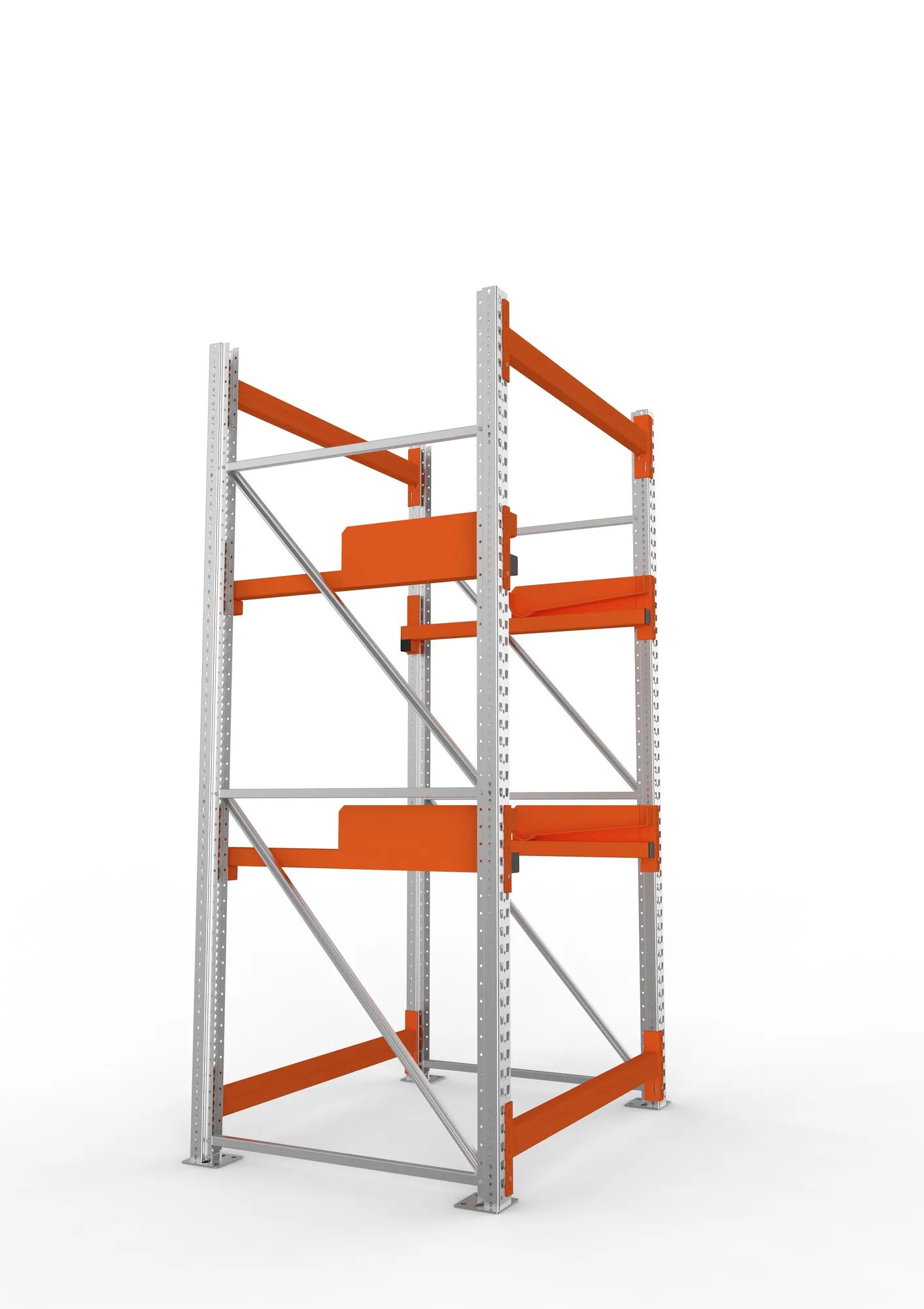 META MULTIPAL, Kabeltrommelregal, Grundregal, 2700 x 1300 x 1100 mm, Feldlast 4000 kg, 2 Ebenen, Typ 2, verzinkt – Seitenansicht