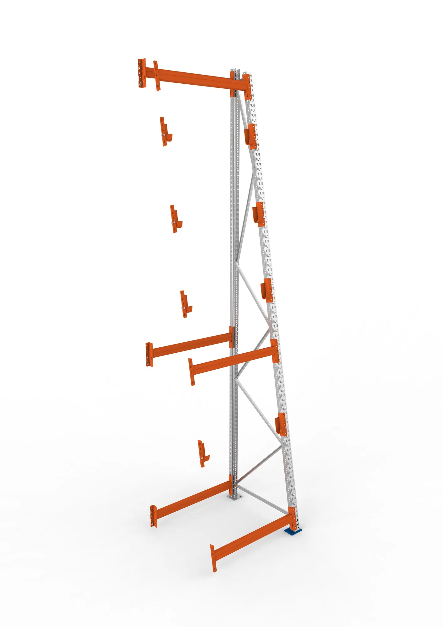META MULTIPAL, Kabeltrommelregal, Anbauregal, 4900 x 1100 x 1100 mm, Feldlast 3000 kg, 4 Ebenen, Typ 3/A-Ständer, verzinkt – Ansicht von oben