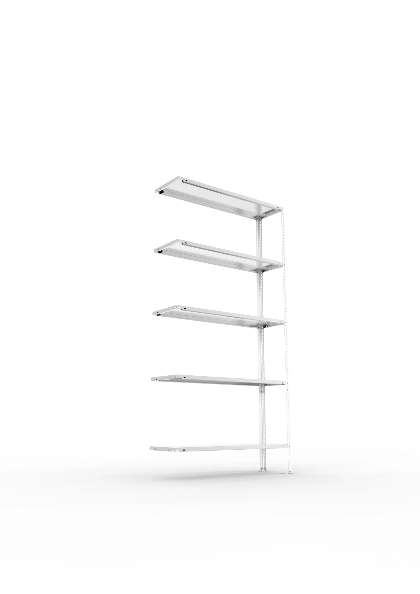 META FIX, Fachbodenregal, Anbauregal, 2000 x 1000 x 300 mm, Fachlast 80 kg, 5 Ebenen, verzinkt – Ansicht von unten