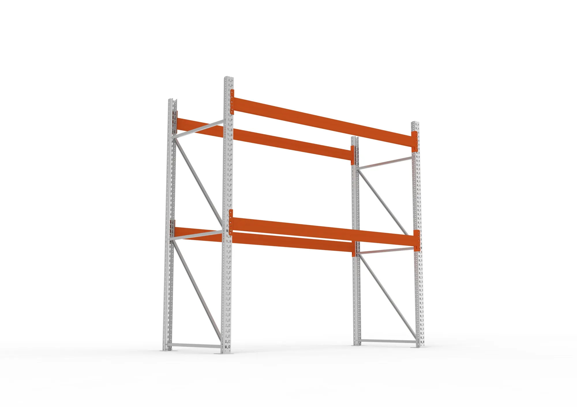 META MULTIPAL, Palettenregal, Grundregal, 2700 x 2700 x 1100 mm, Fachlast 990 kg, 3 Ebenen, 9 Paletten, verzinkt – Ansicht von unten