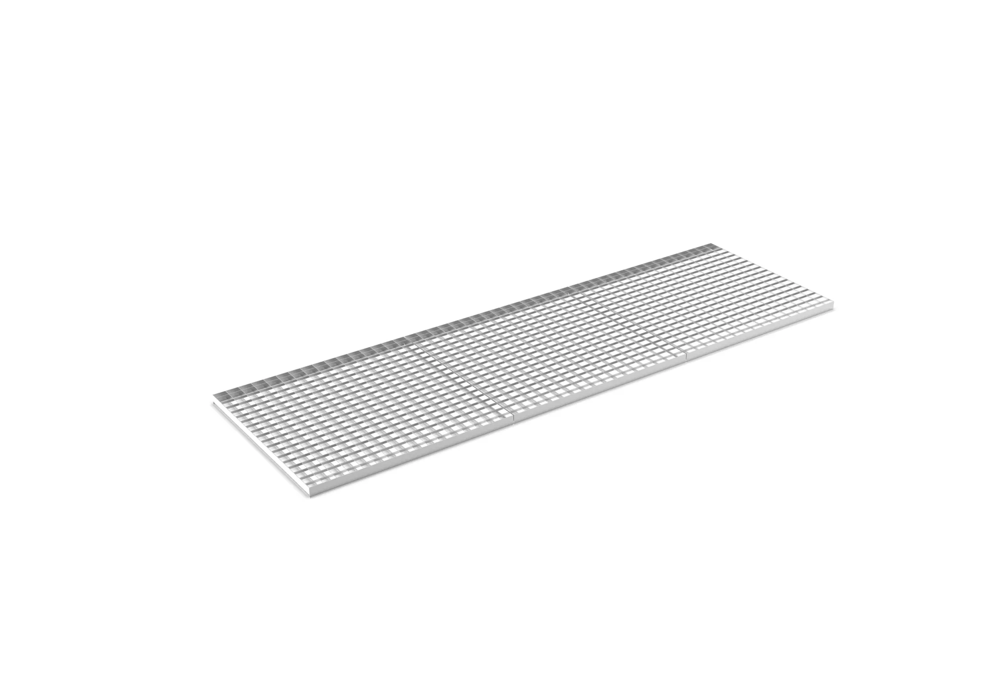 META MULTIPAL, Gitterrostboden aufgelegt, 2700 x 800 mm, 850 kg/m², feuerverzinkt – Ansicht in Blickhöhe