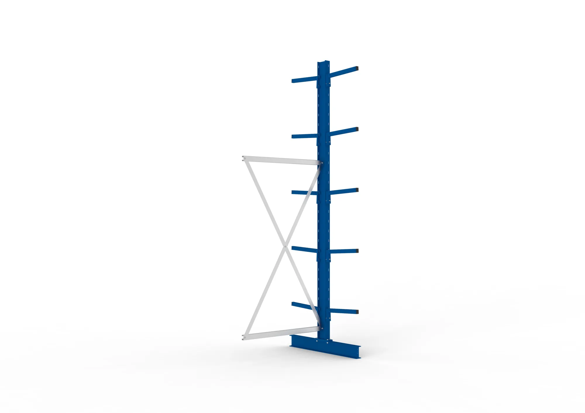 META MULTISTRONG L, Kragarmregal, Anbauregal, 3000 x 1000 x 800 mm, Armlast 220 kg, doppelseitig, 5+1 Ebenen – Ansicht in Blickhöhe