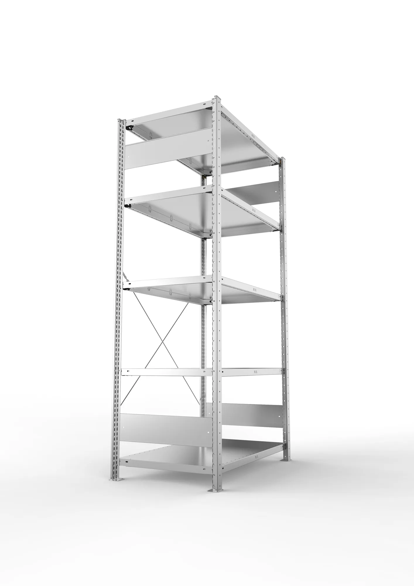META CLIP, Fachbodenregal, Grundregal, 2000 x 1000 x 600 mm, Fachlast 150 kg, 5 Ebenen, verzinkt – Seitenansicht