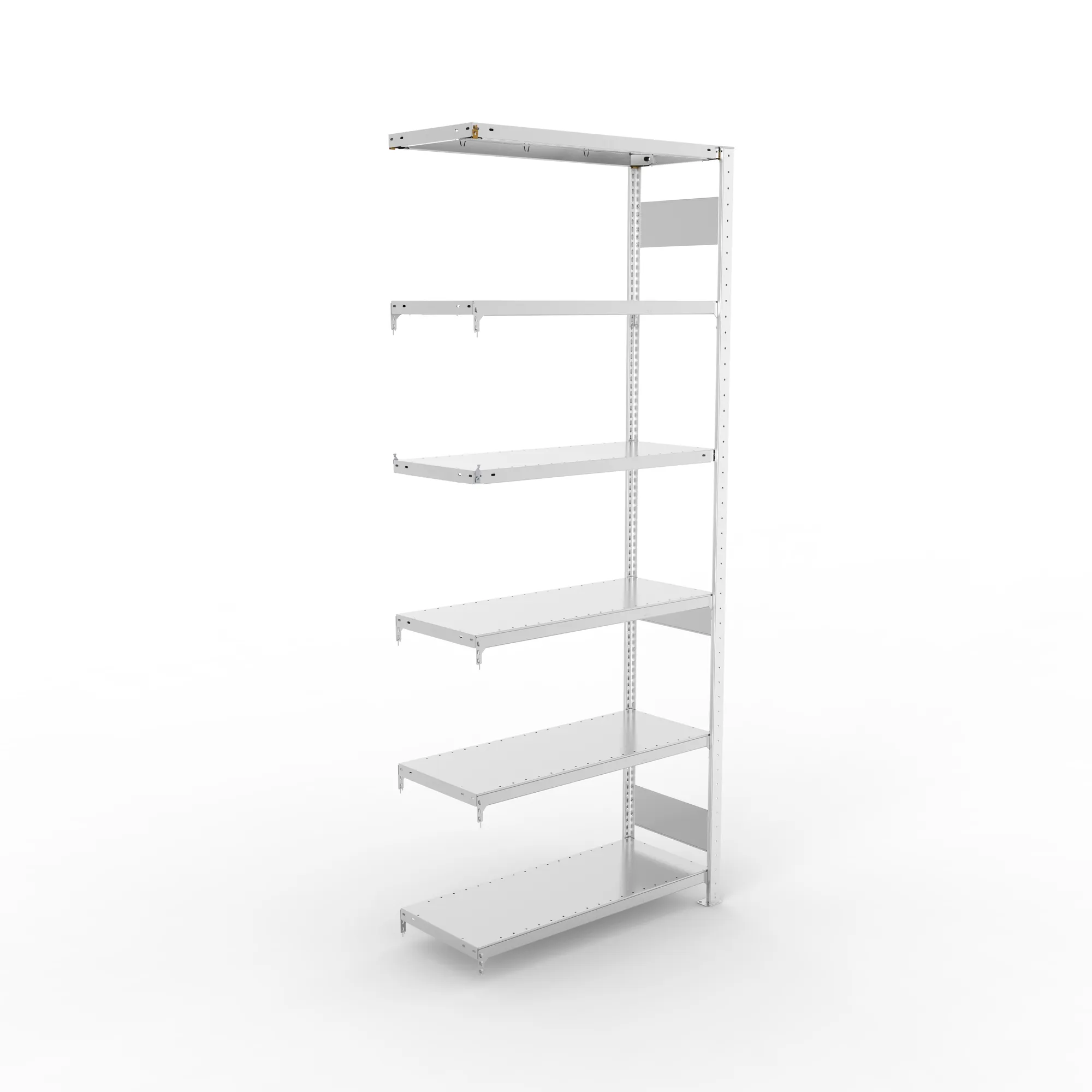 META CLIP S3, Fachbodenregal, Anbauregal, 2500 x 1000 x 400 mm, Fachlast 230 kg, 6 Ebenen, Längsriegel, verzinkt – Ansicht von oben
