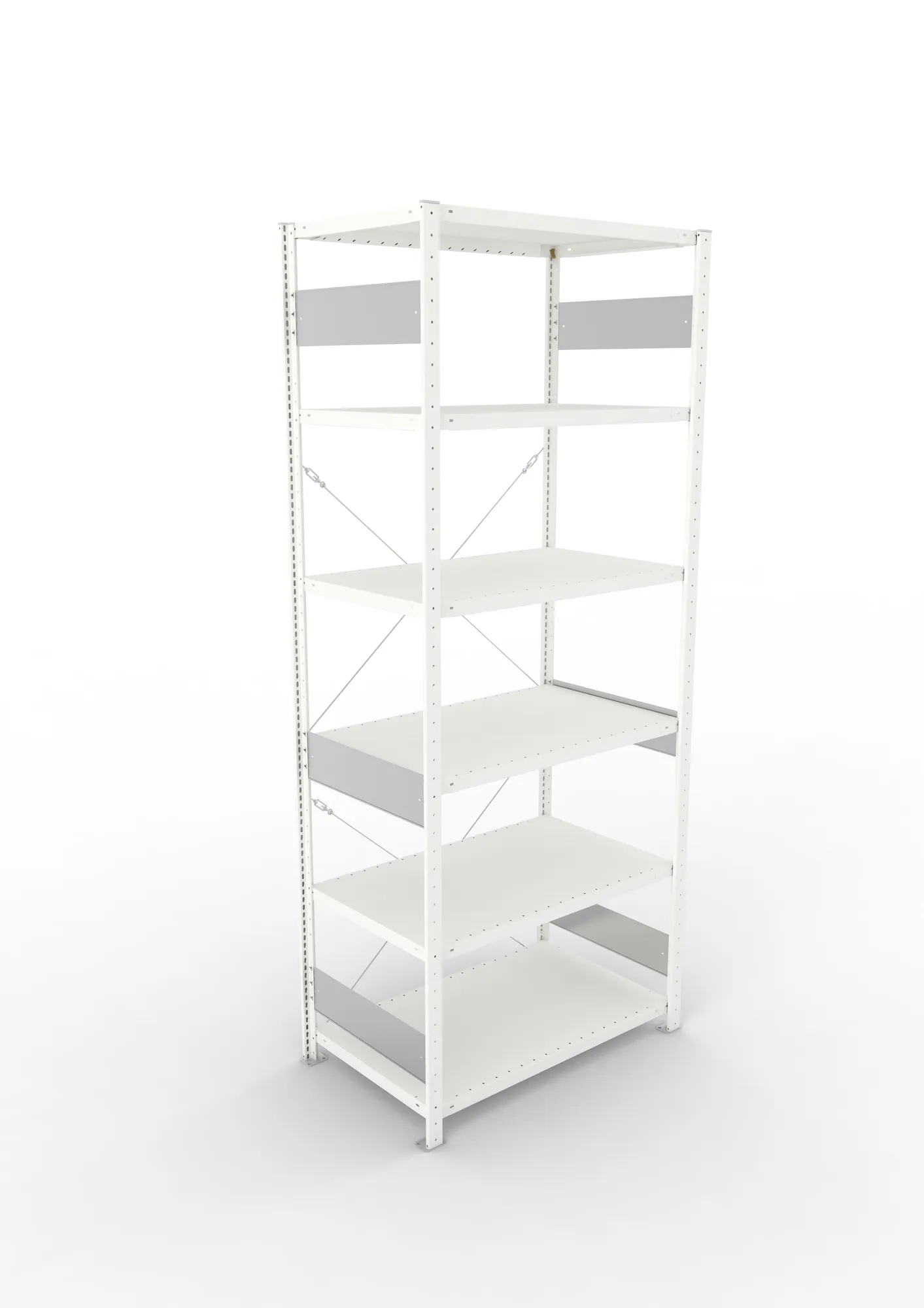 META CLIP S3, Fachbodenregal, Grundregal, 2500 x 1000 x 600 mm, Fachlast 230 kg, 6 Ebenen, RAL 7035 – Ansicht von oben