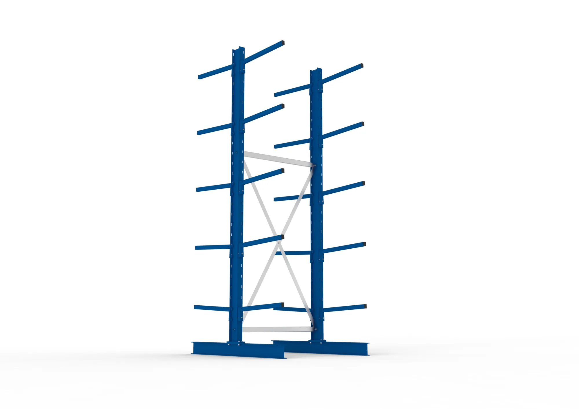 META MULTISTRONG L, Kragarmregal, Grundregal, 3000 x 1000 x 600 mm, Armlast 140 kg, doppelseitig, 5+1 Ebenen – Ansicht von unten